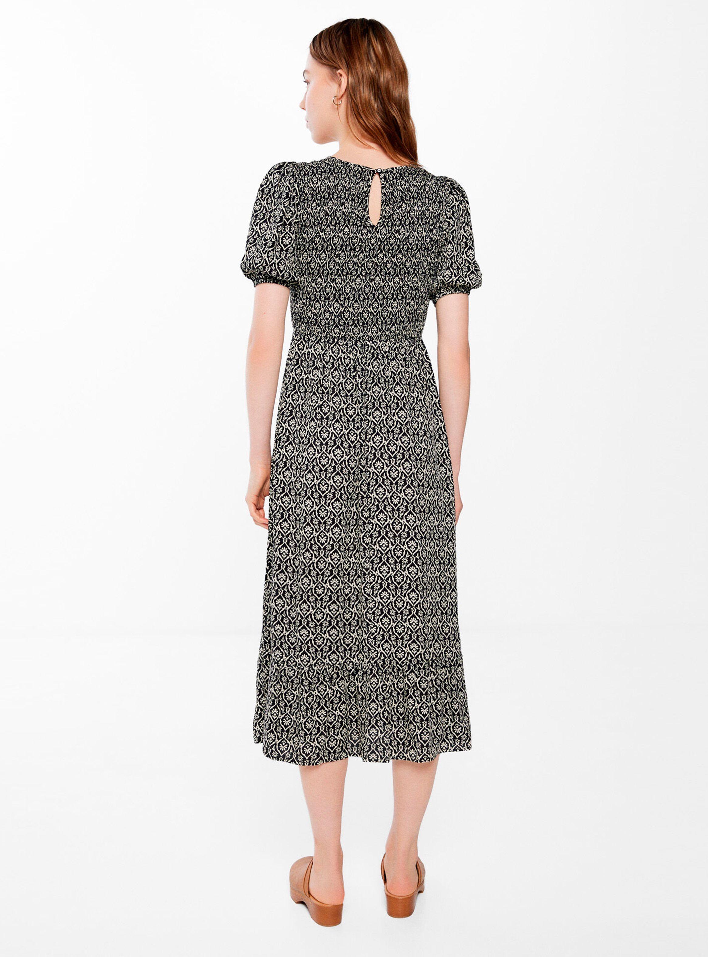 Vestido Midi Estampado Nido de Abeja-1