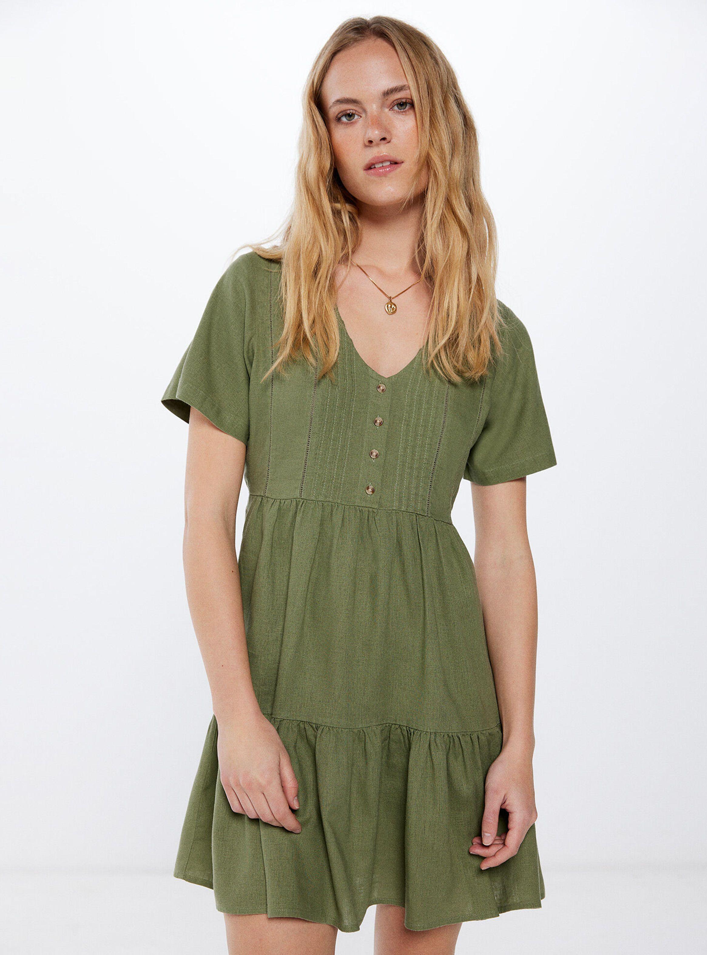 Vestido Corto Lino Pintucks-0