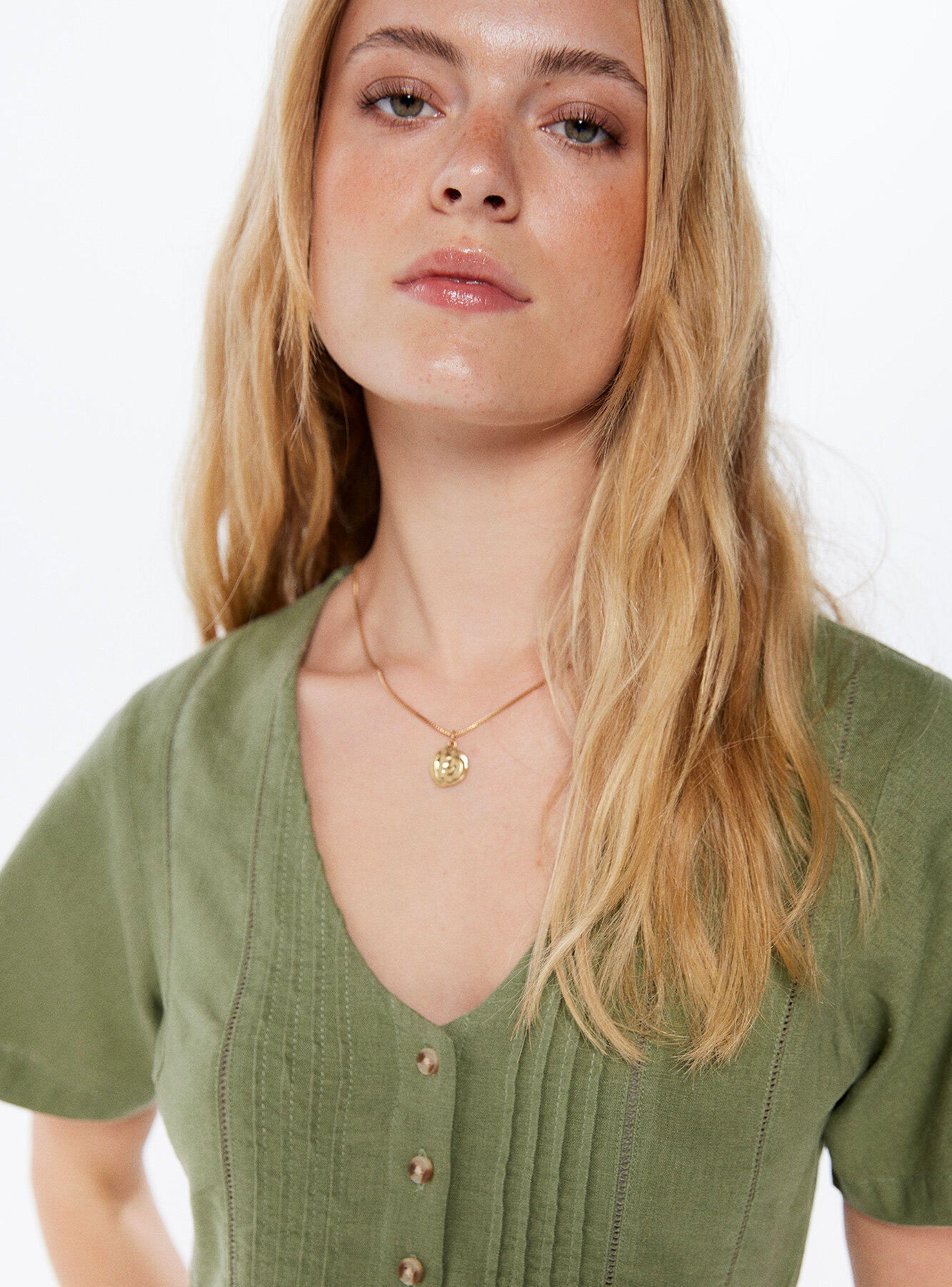 Vestido Corto Lino Pintucks-2