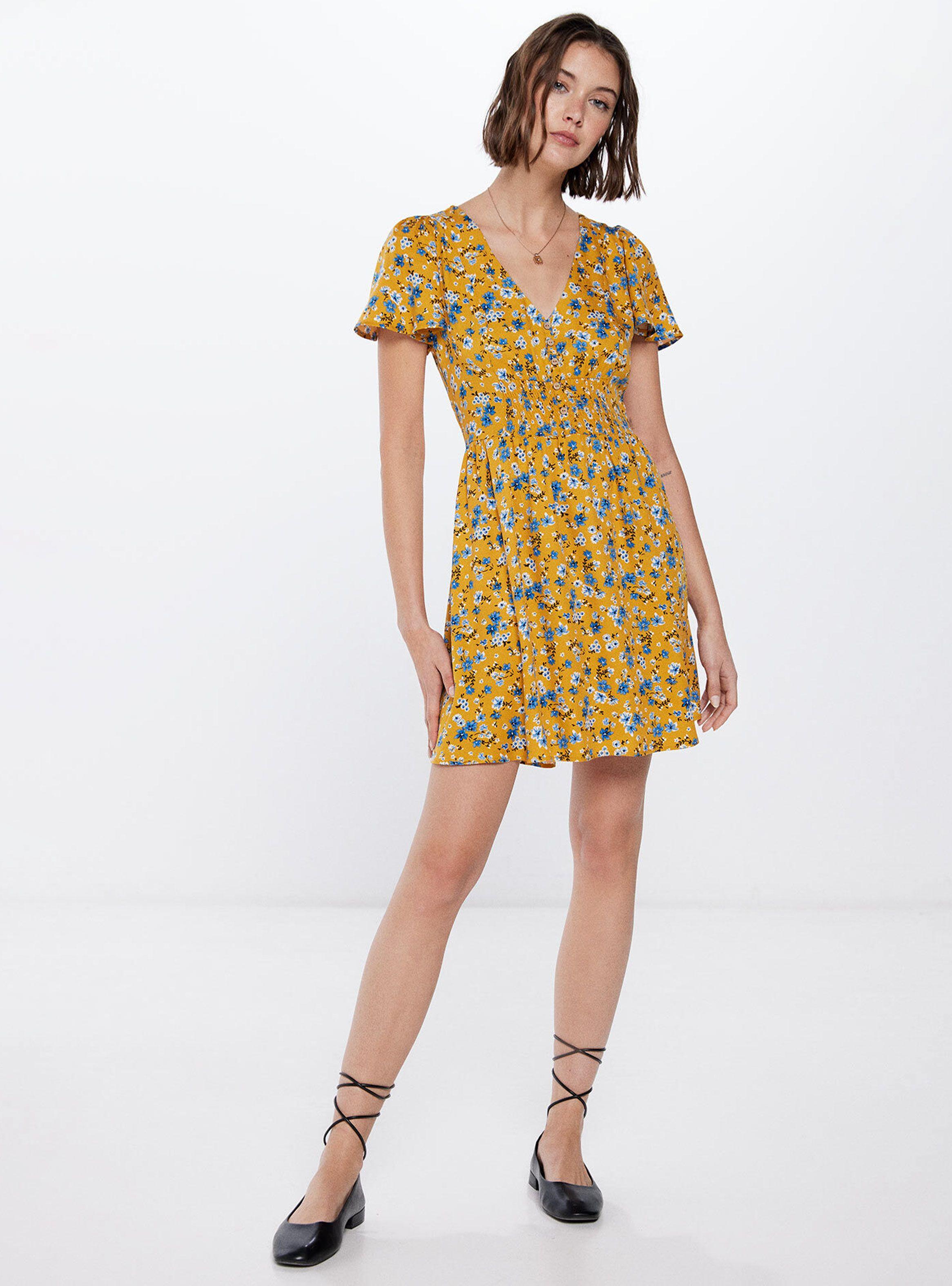 Vestido Corto Cintura Nido de Abeja-3