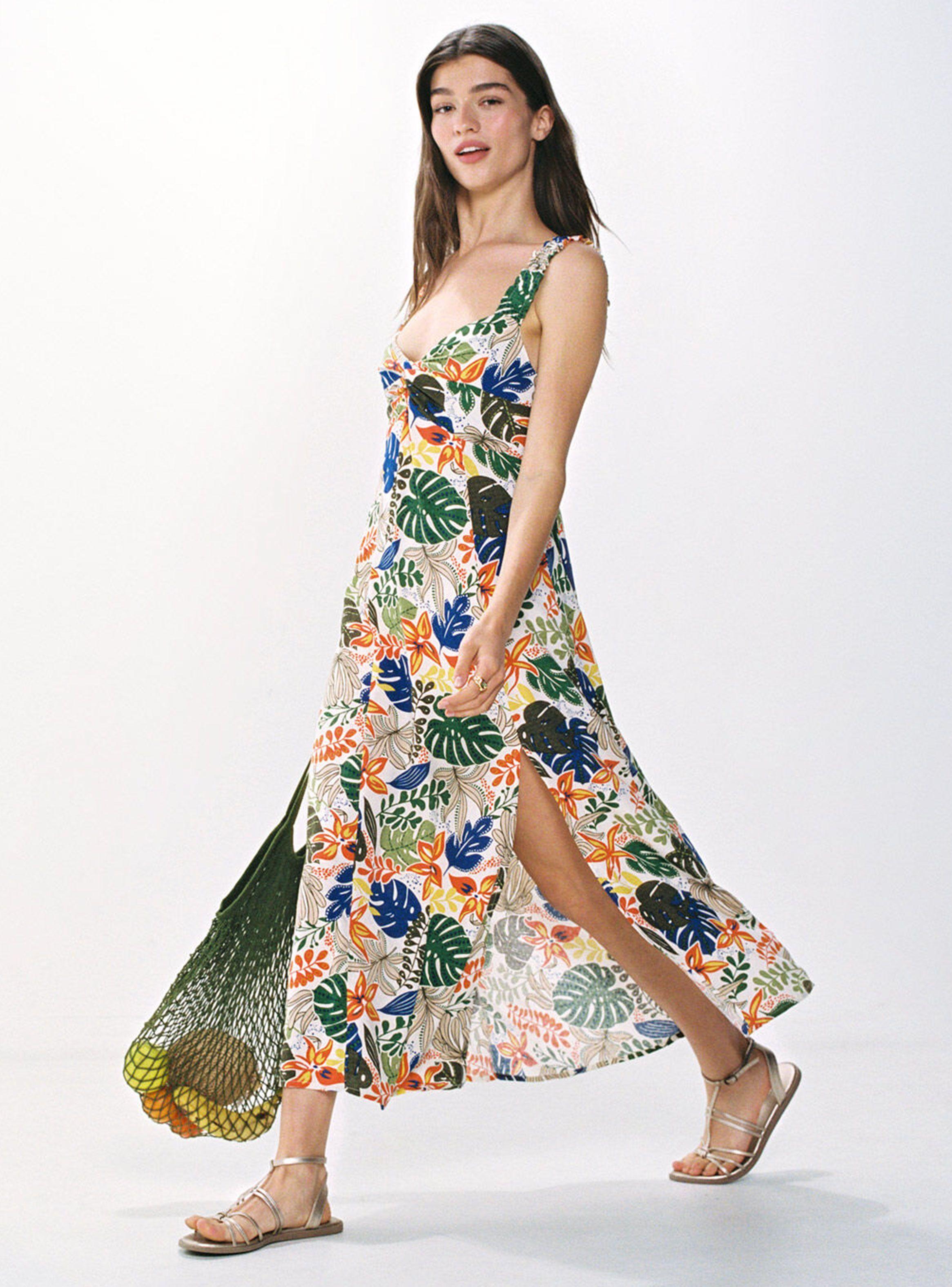 Vestido Midi Estampado Tropical-2