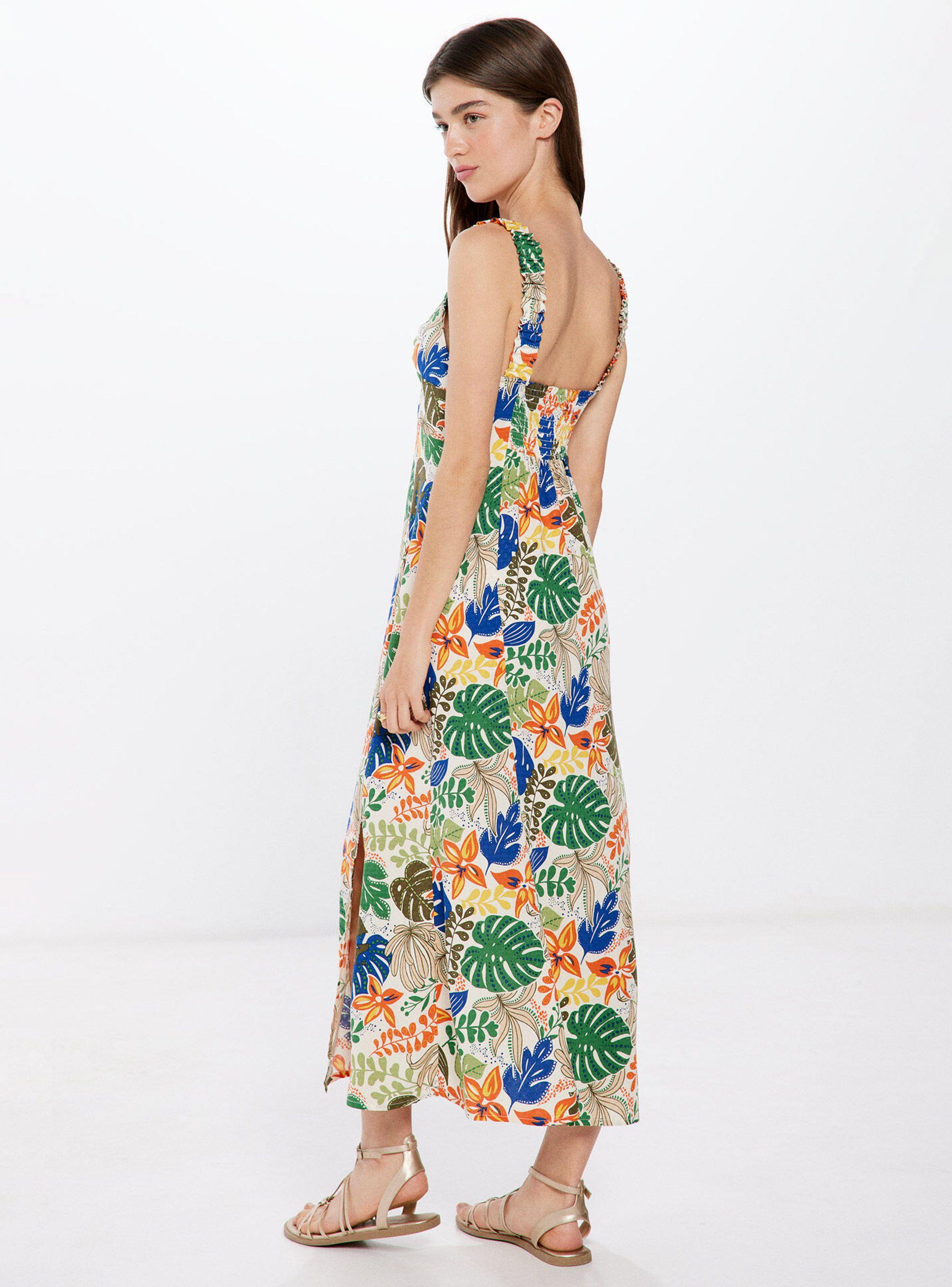 Vestido Midi Estampado Tropical-1