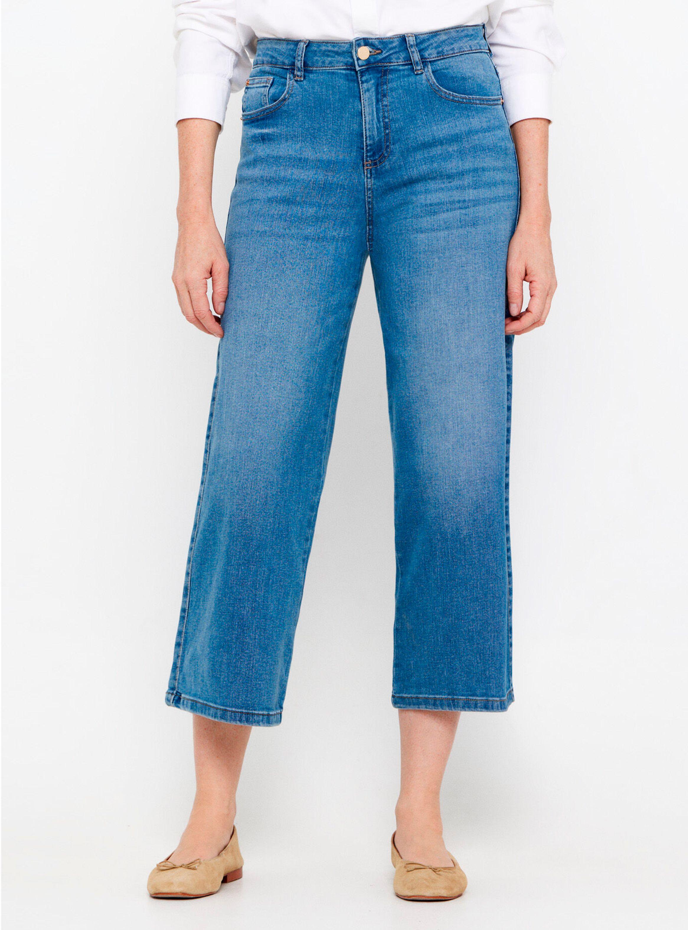 Pantalón Vaquero Fit Palazzo Crop-0