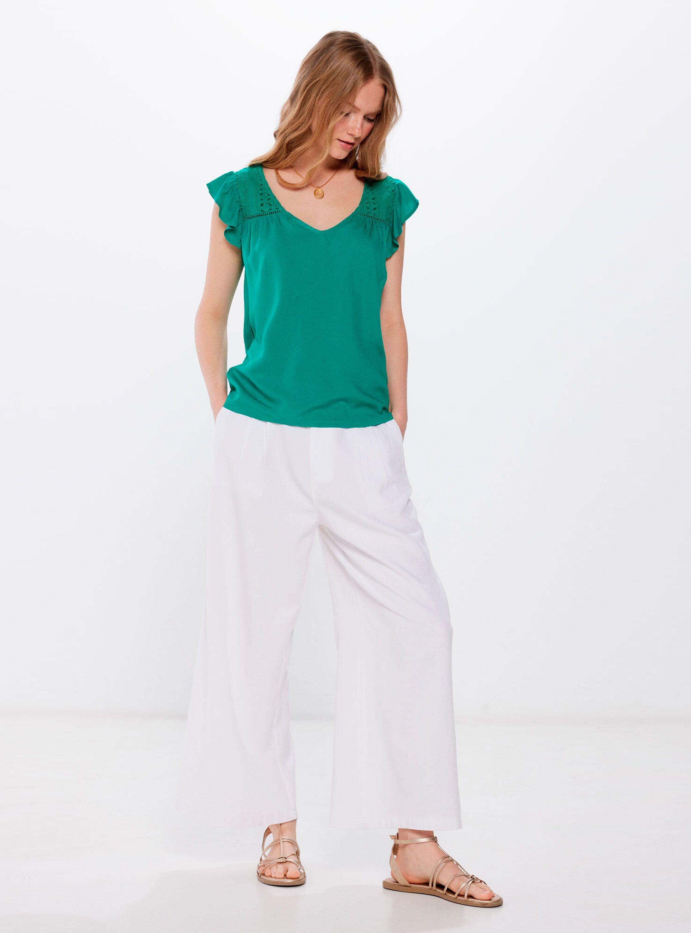 Polera Bimateria Bordado Suizo-2