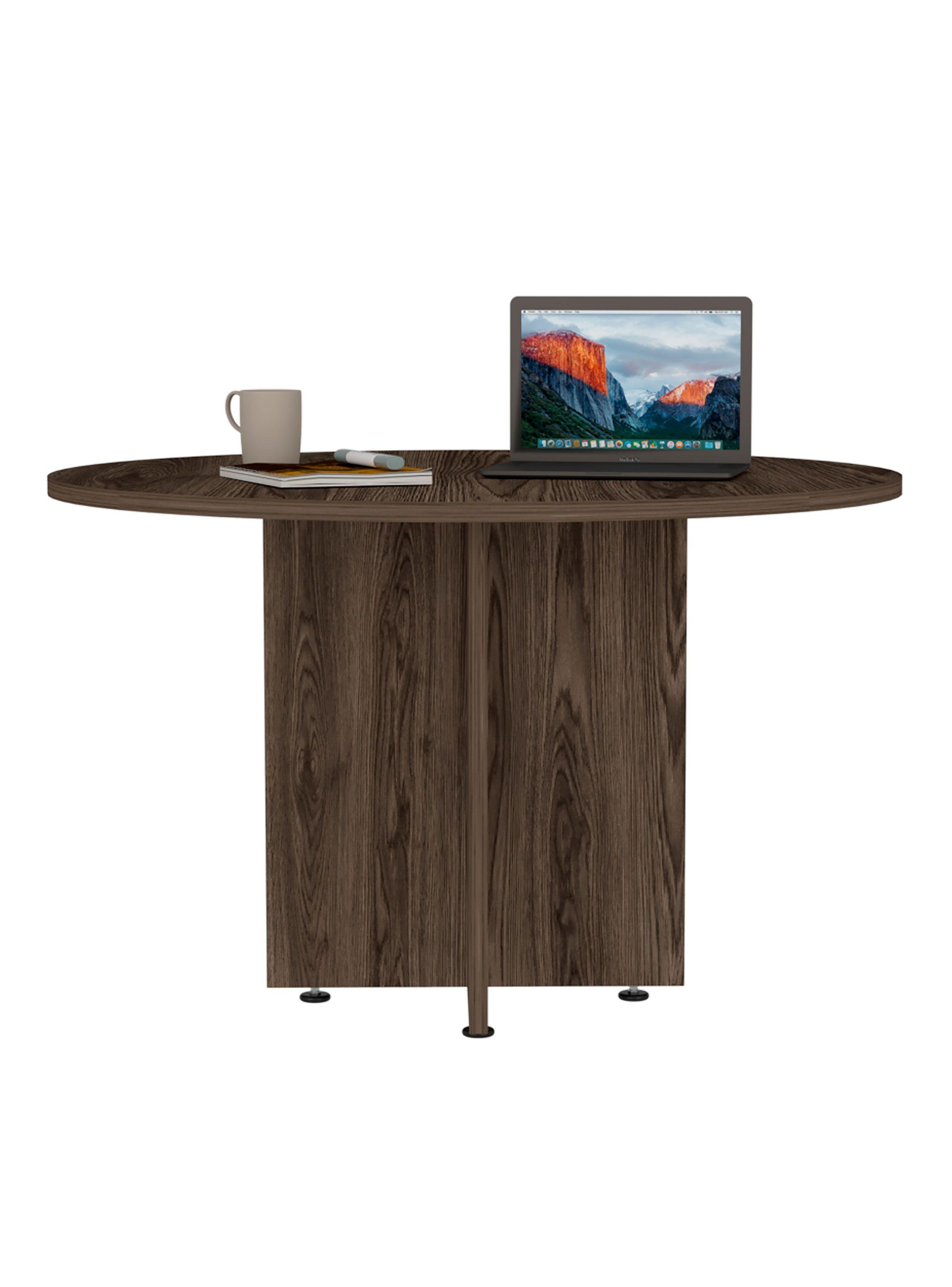 Mesa Redonda M-120 Home Office Negro Soft-Coñac-3