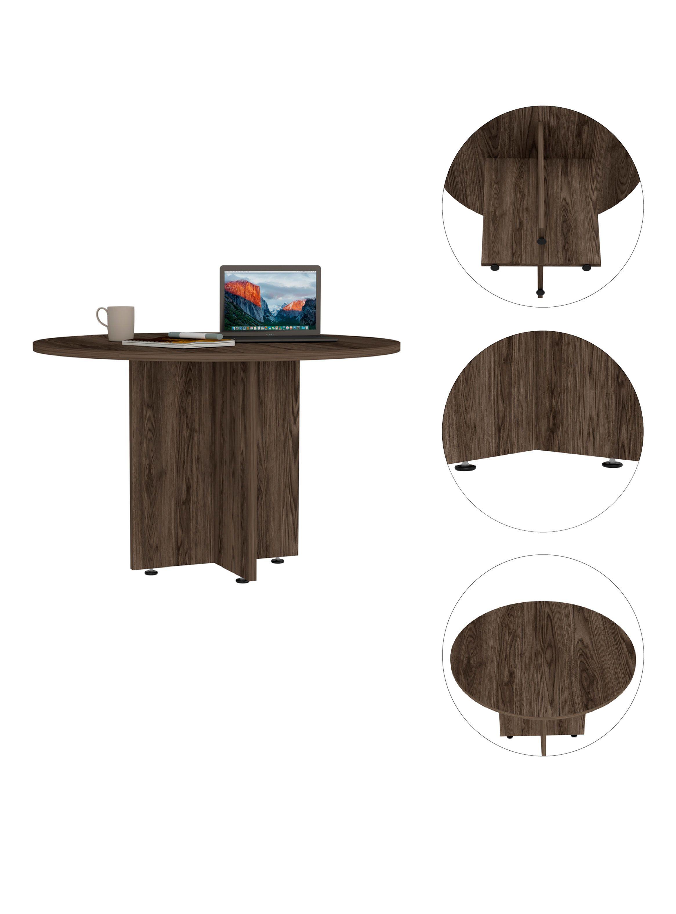 Mesa Redonda M-120 Home Office Negro Soft-Coñac-5