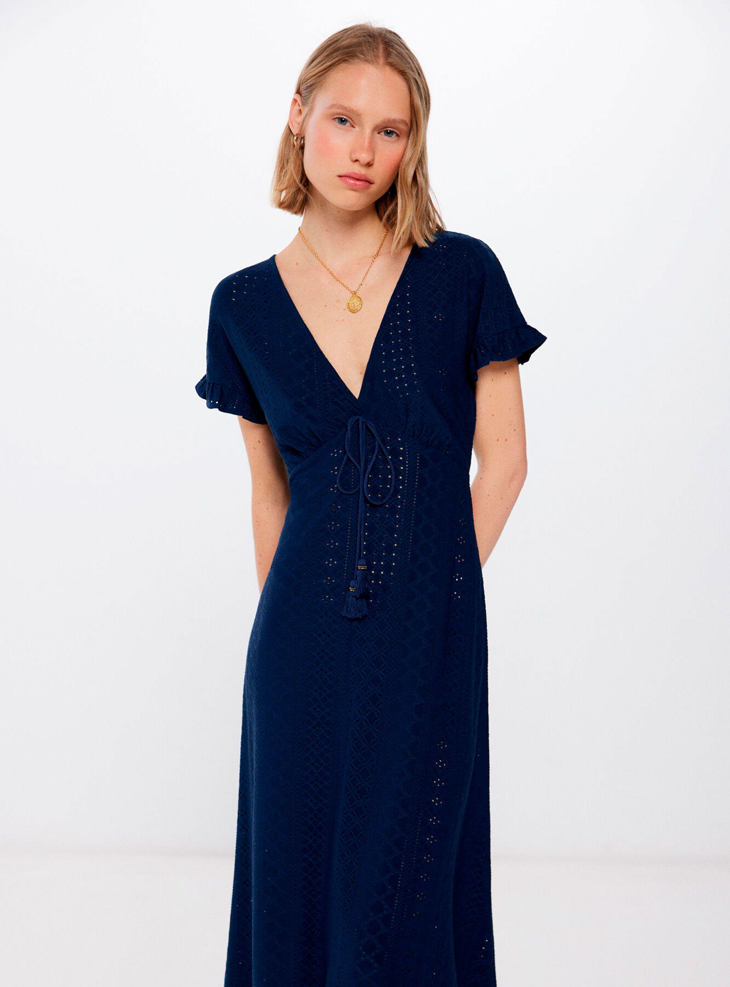 Vestido Midi Escote Cordón Borla-2