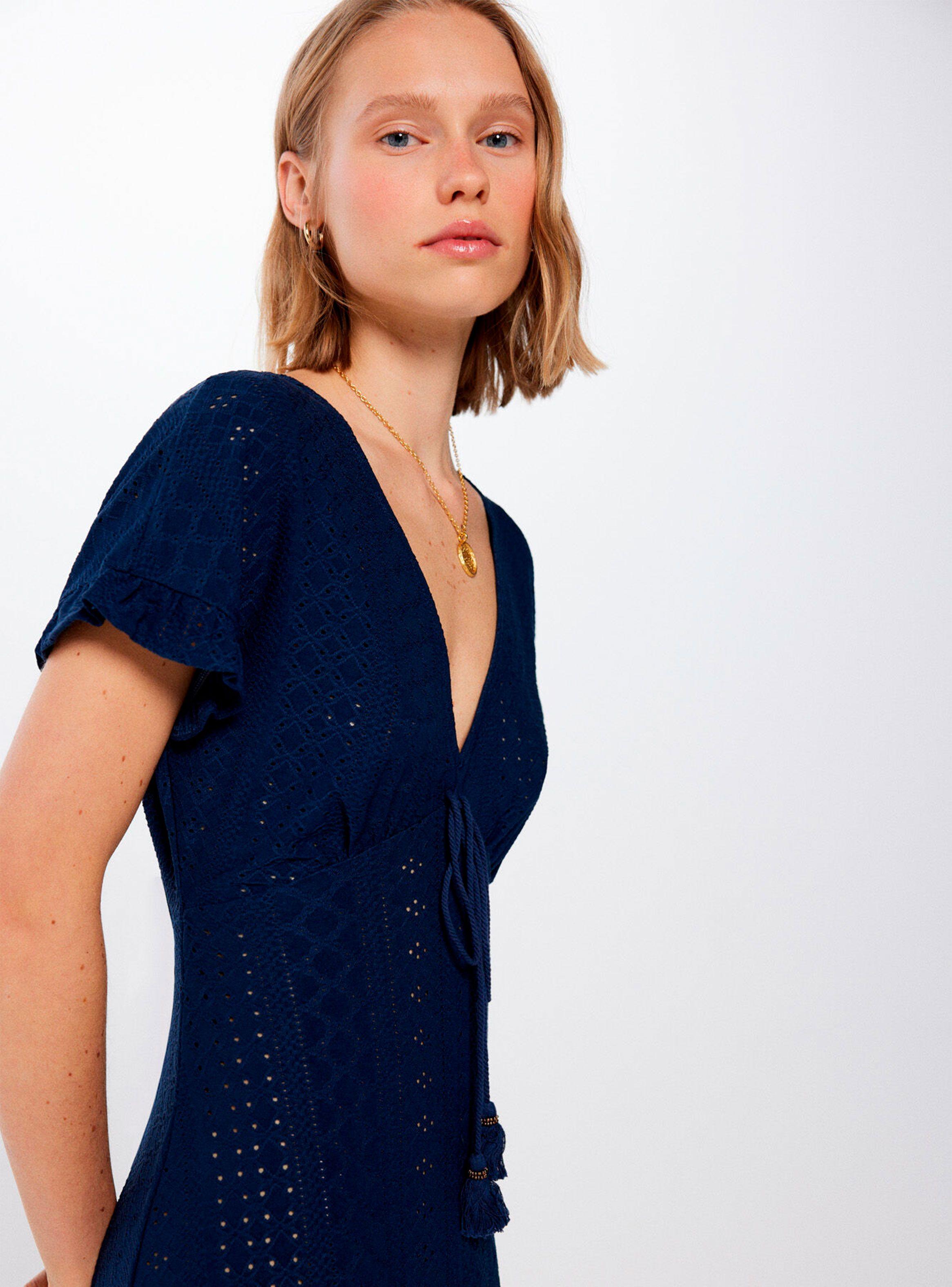 Vestido Midi Escote Cordón Borla-3