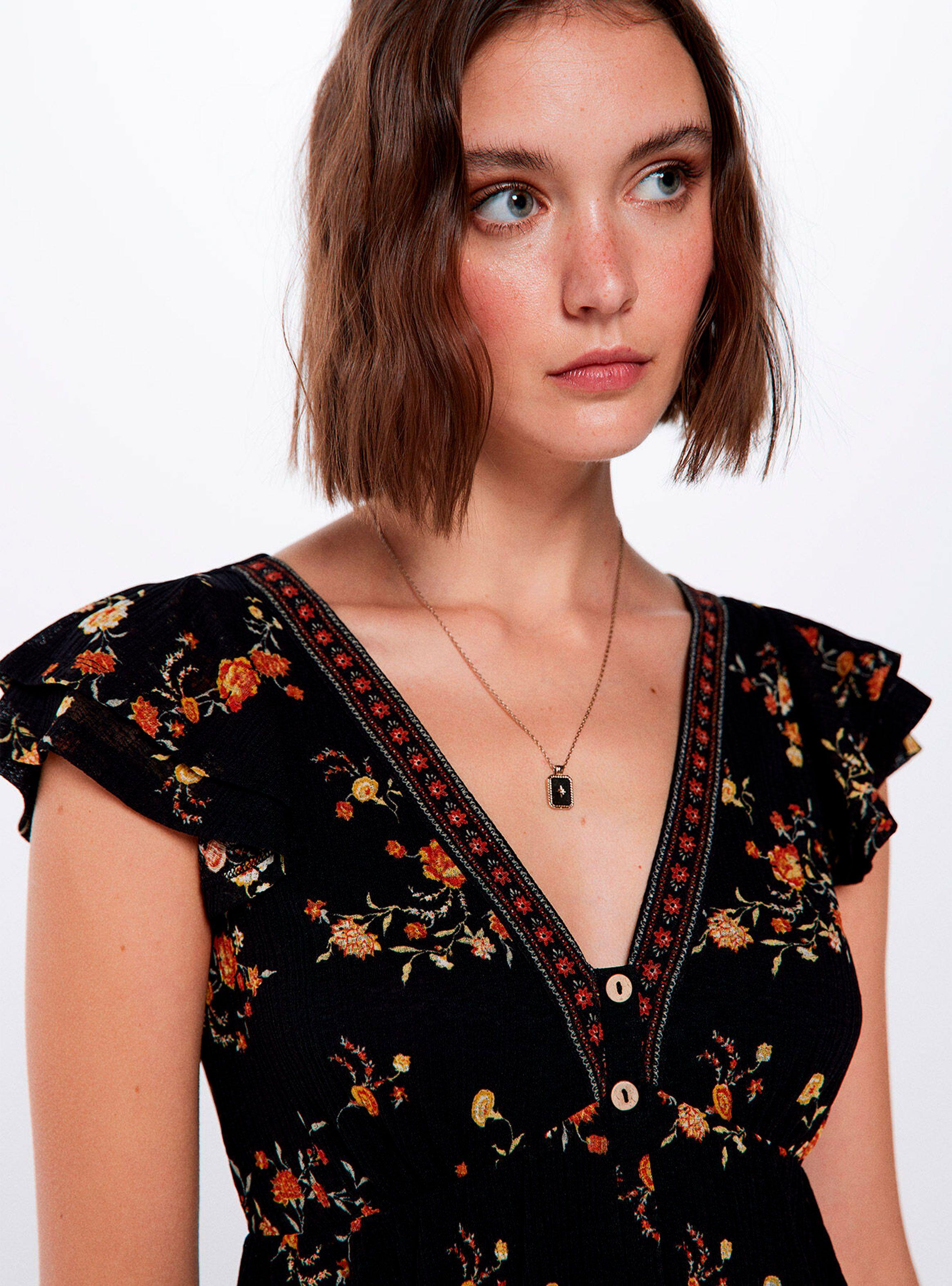 Vestido Corto Estampado Botones-2