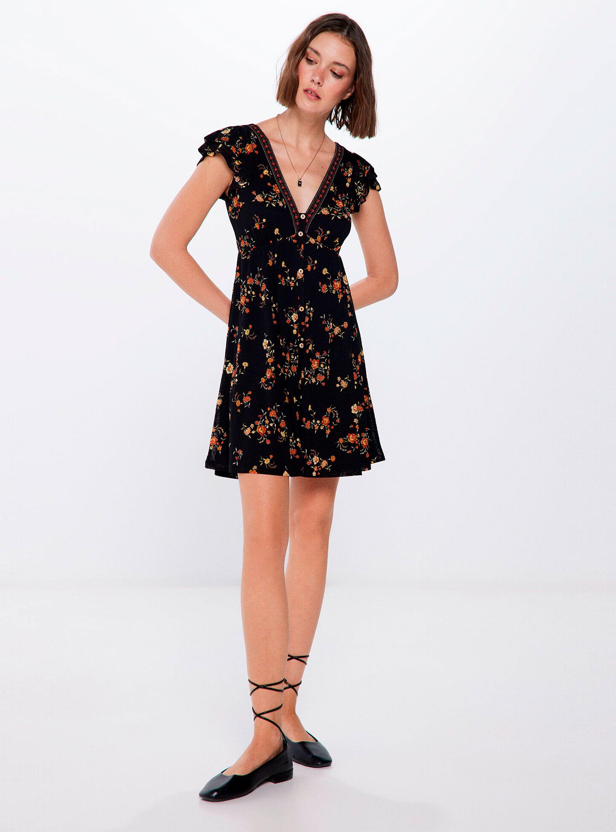 Vestido Corto Estampado Botones-3