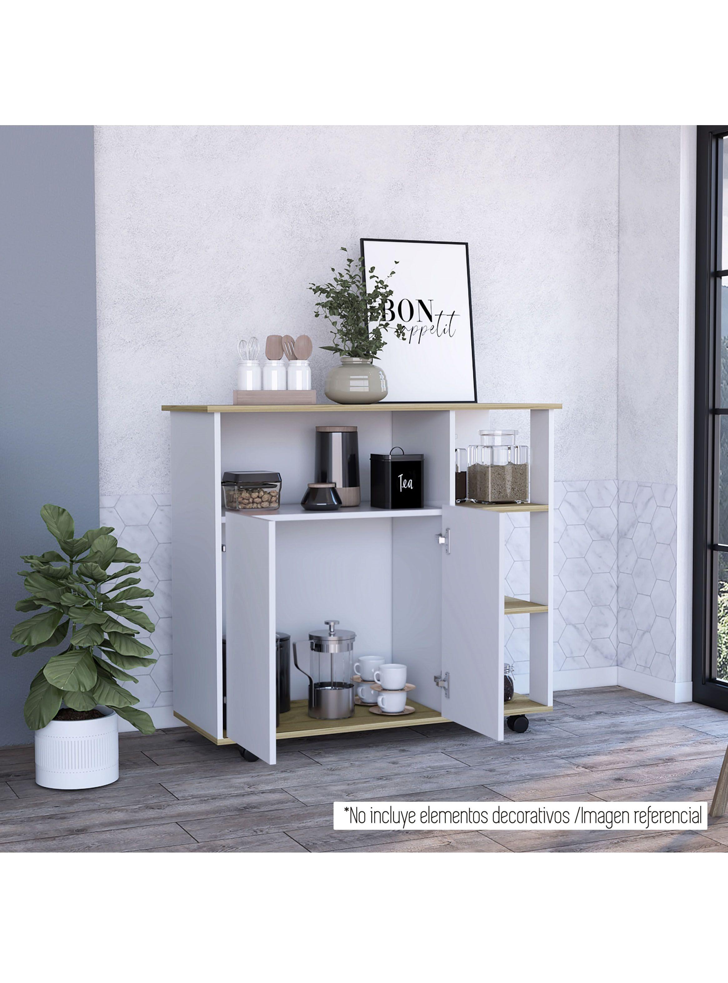 Mesón de Cocina Bicolor Blanco-Duna 2P 4R-5