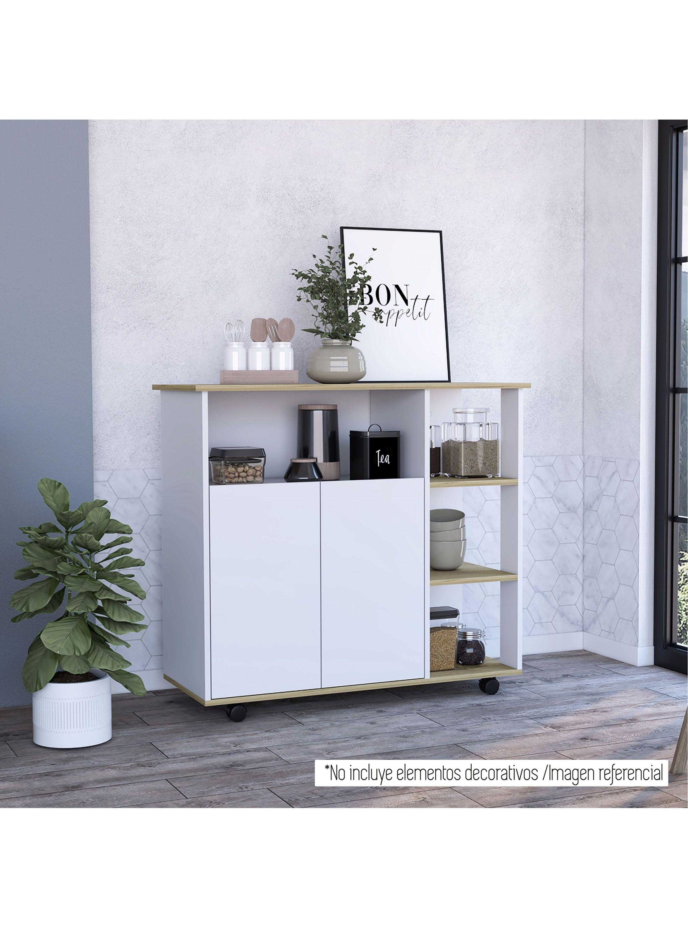 Mesón de Cocina Bicolor Blanco-Duna 2P 4R-4