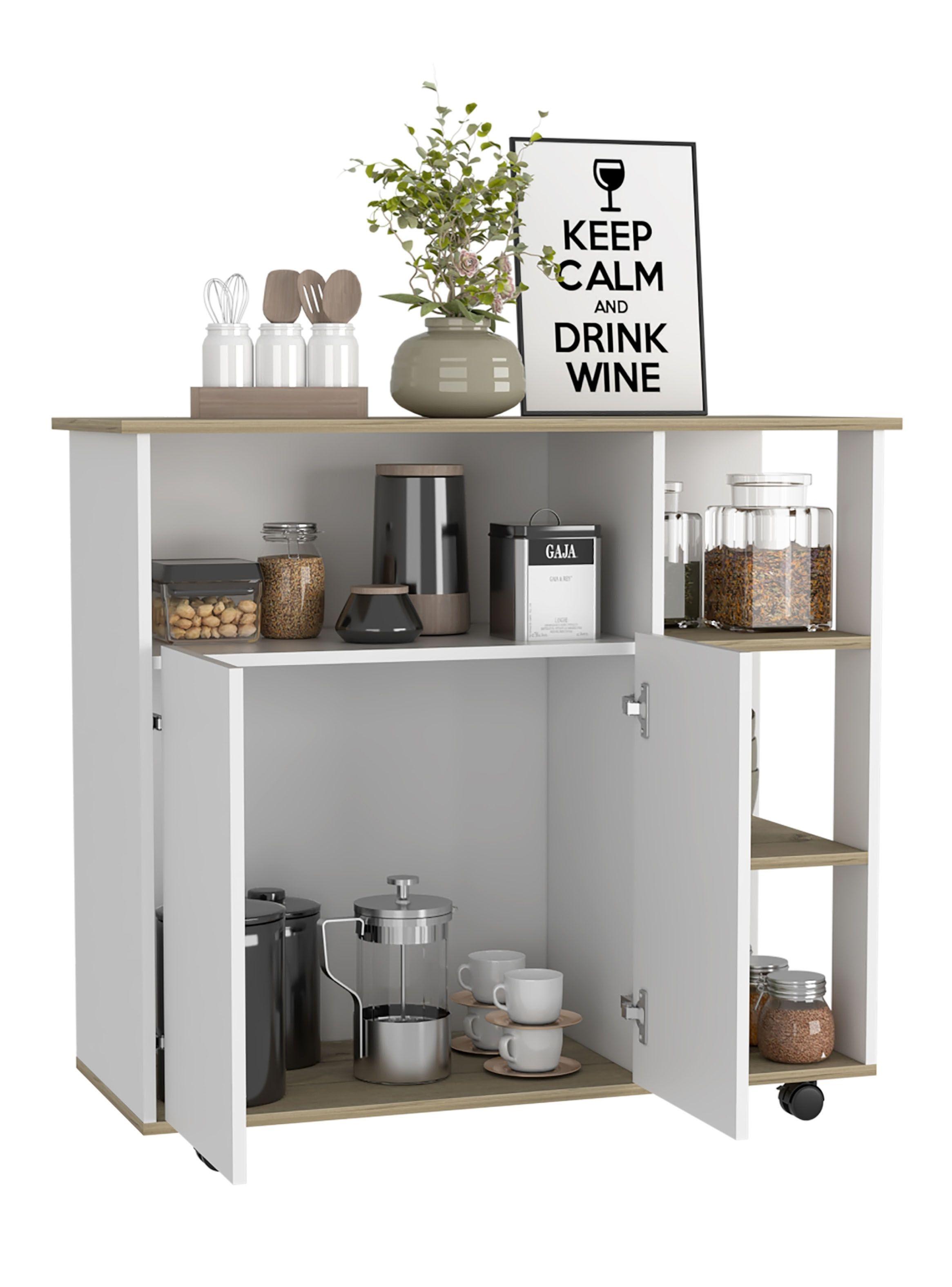 Mesón de Cocina Bicolor Blanco-Duna 2P 4R-3