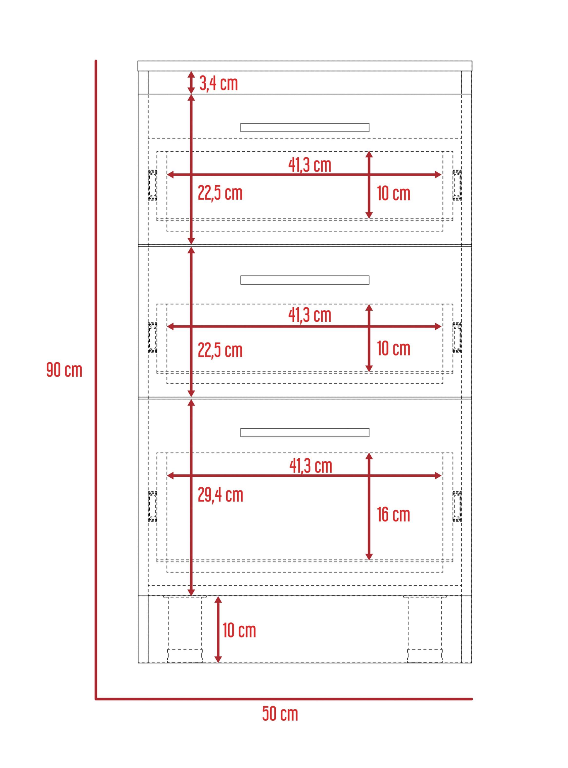 Mueble Inferior 3 Gaveteros Manchester Wengue-1