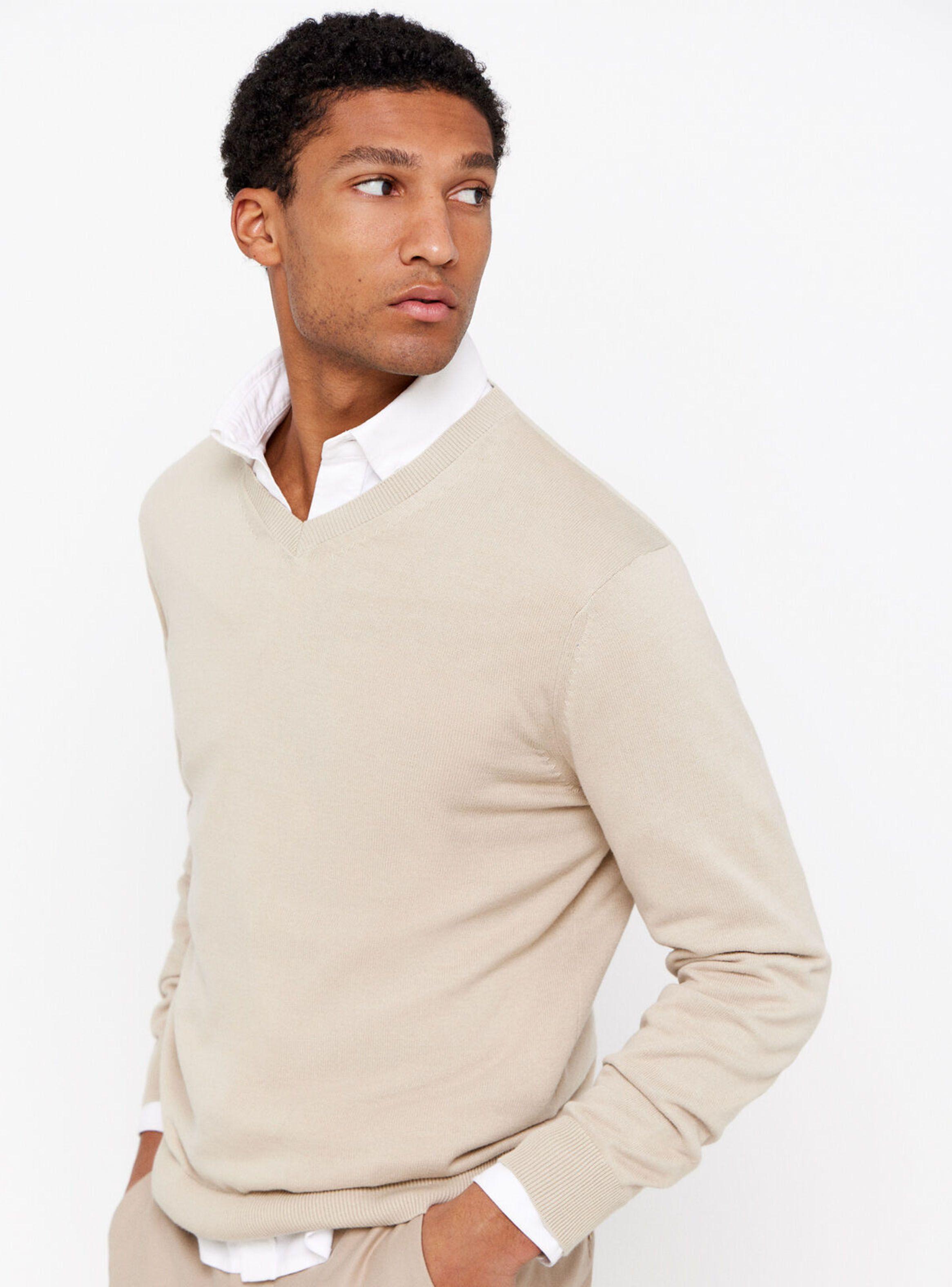 Sweater Algodón Cuello V Básico-0