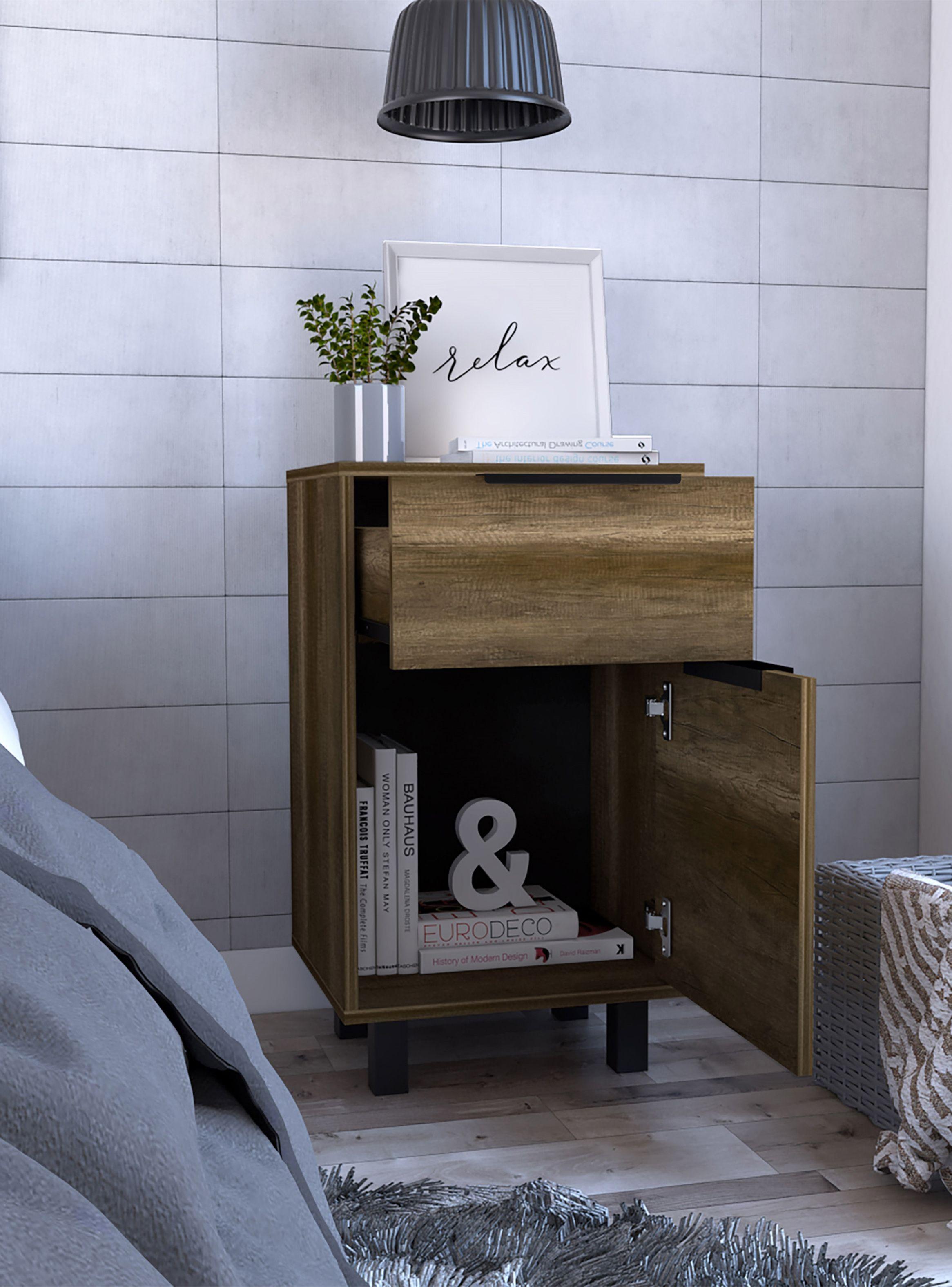 Velador Kaia Z-41 1 Cajón 1 Puerta Caramelo-Wengue-4