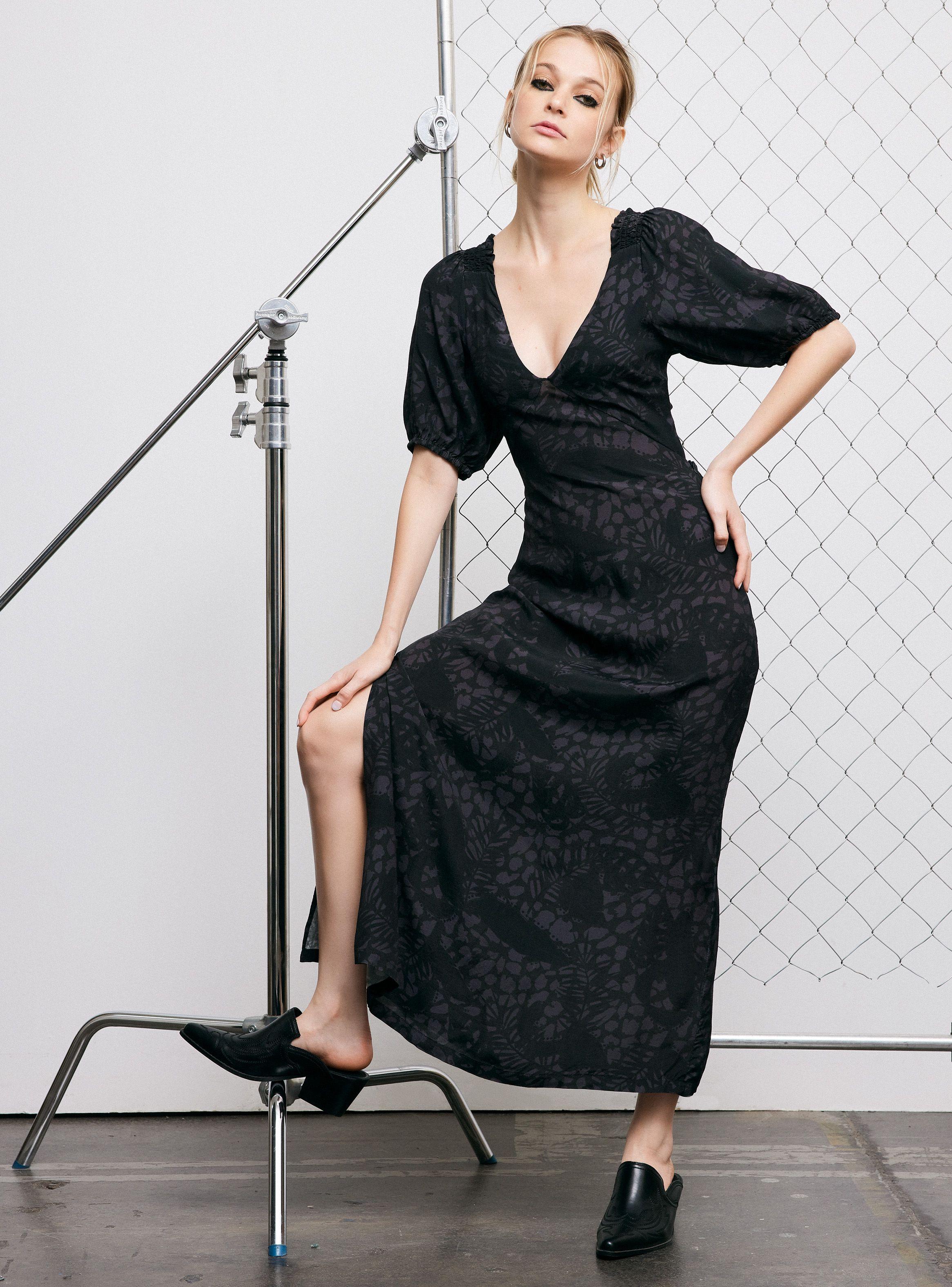 Vestido Manga Abullonada con Full Print-4