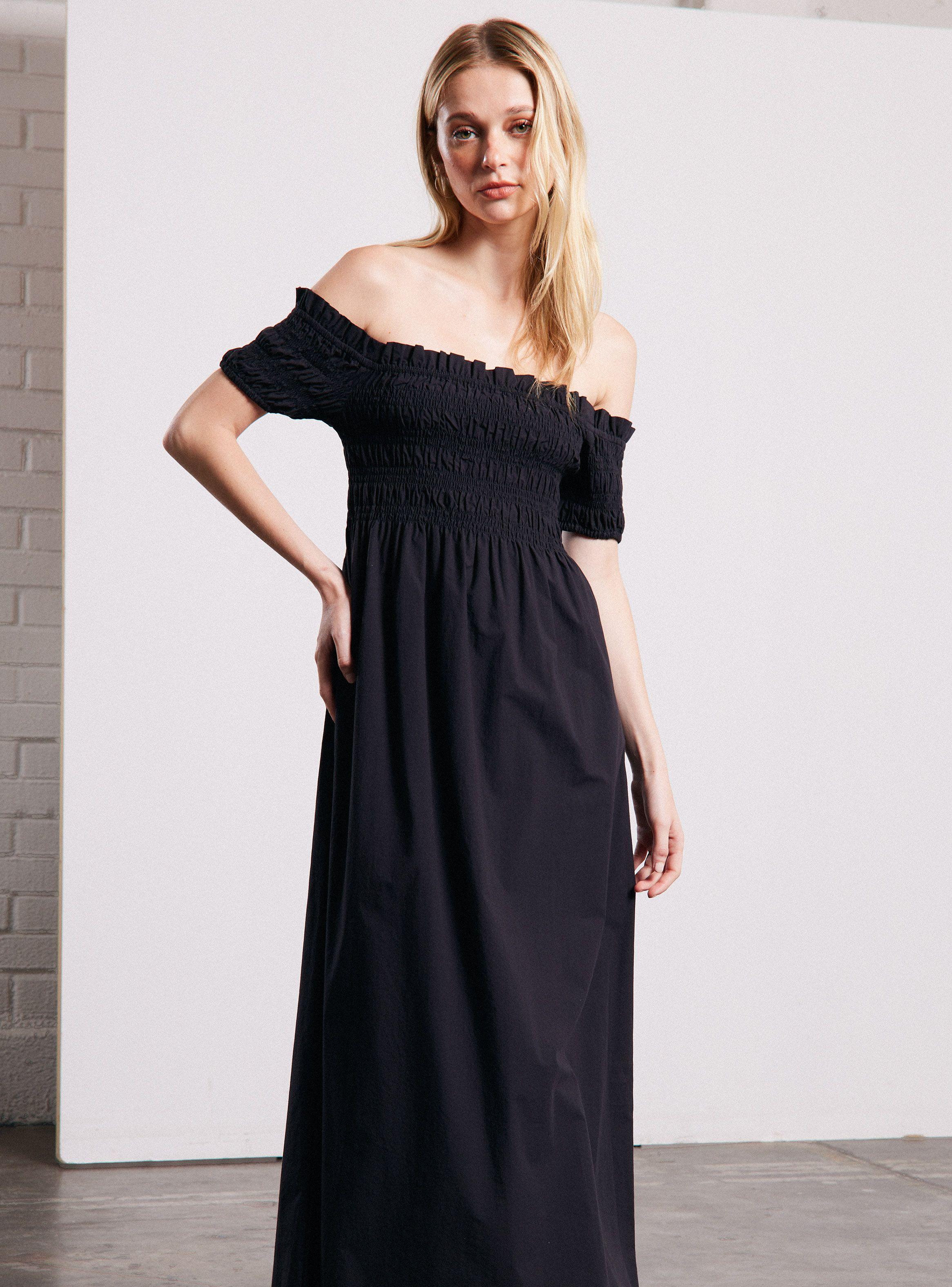 Vestido Bardot Manga Corta con Panal-0
