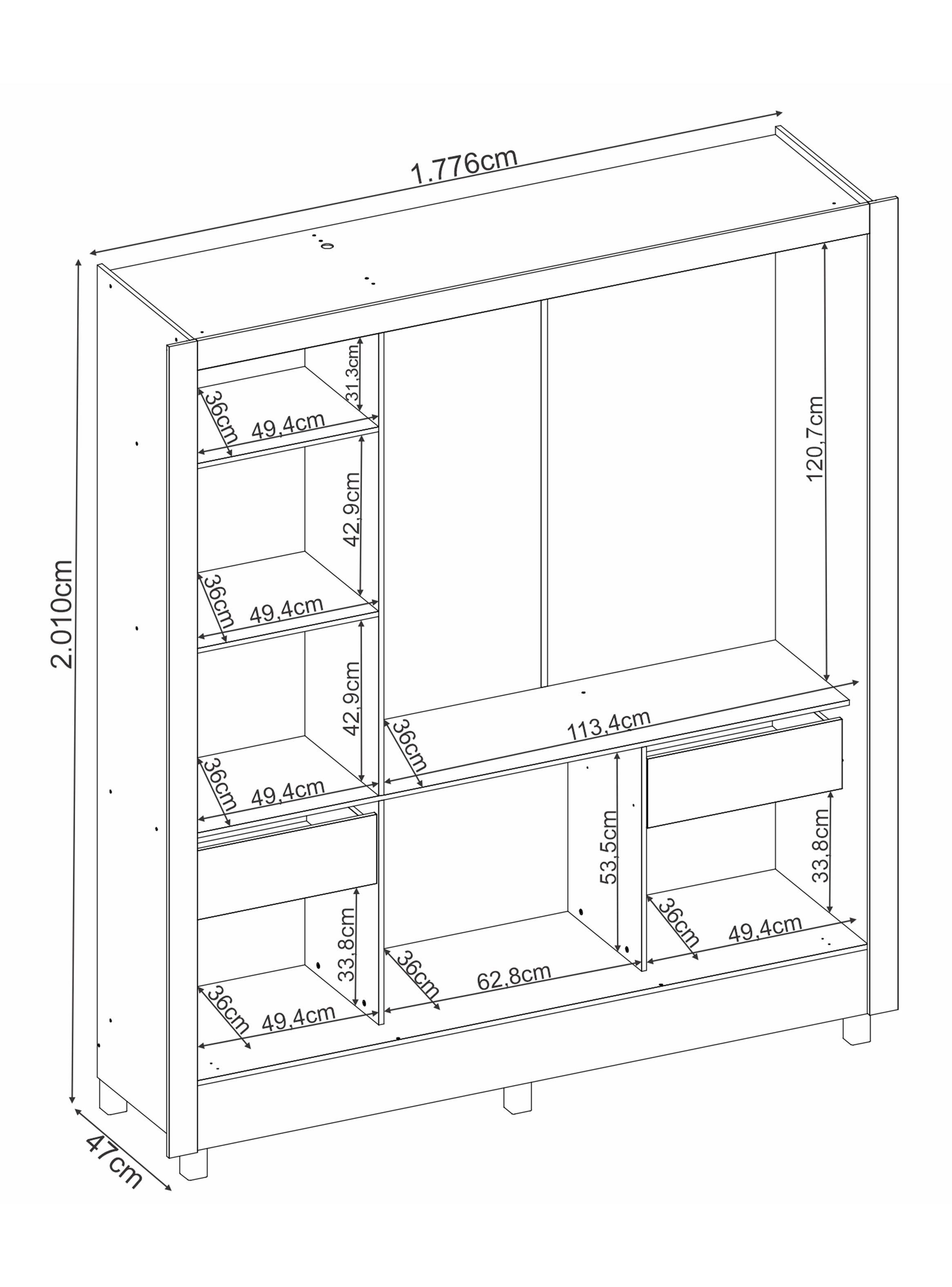 Clóset Ravel 3 Puertas 2 Cuerpos-1