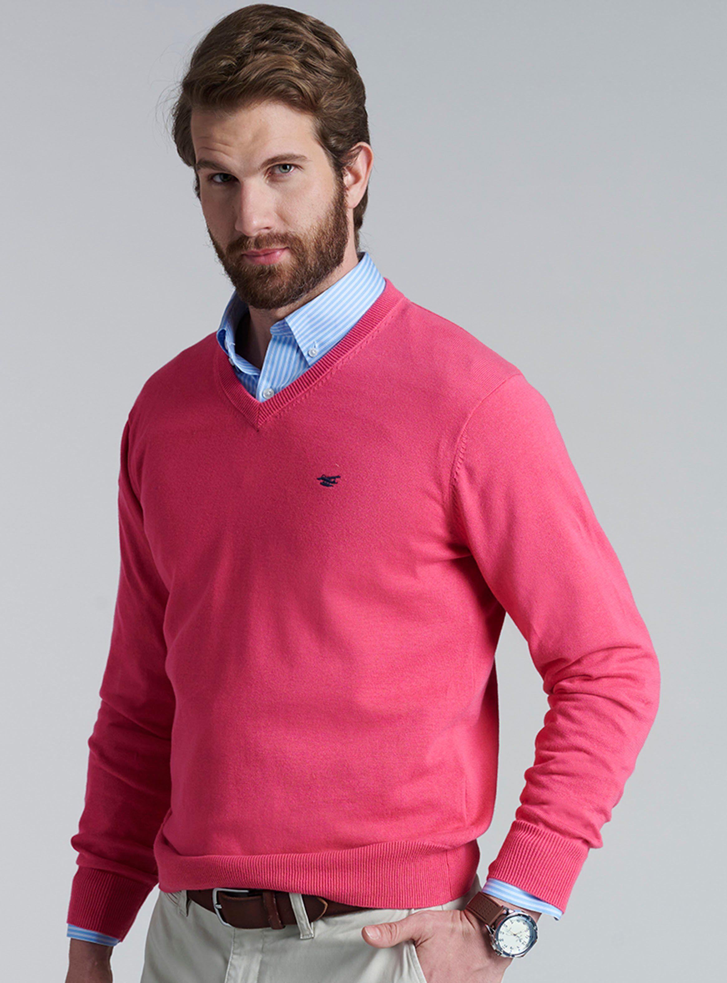 Sweater V Neck Sólido Regular Fit-0