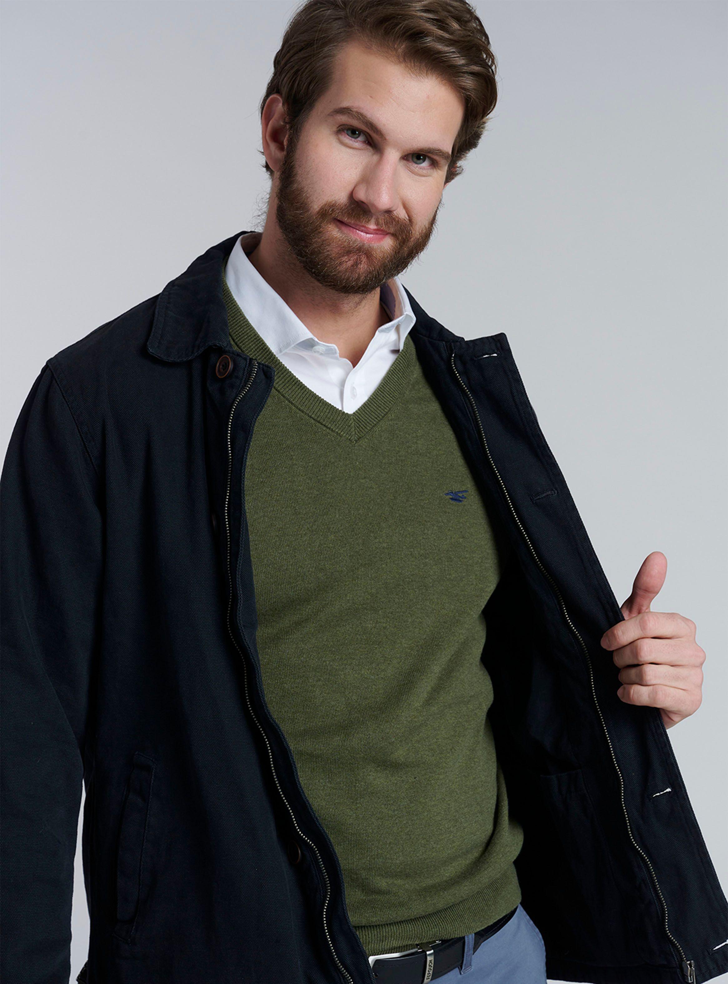 Sweater V Neck Melange Regular Fit-2