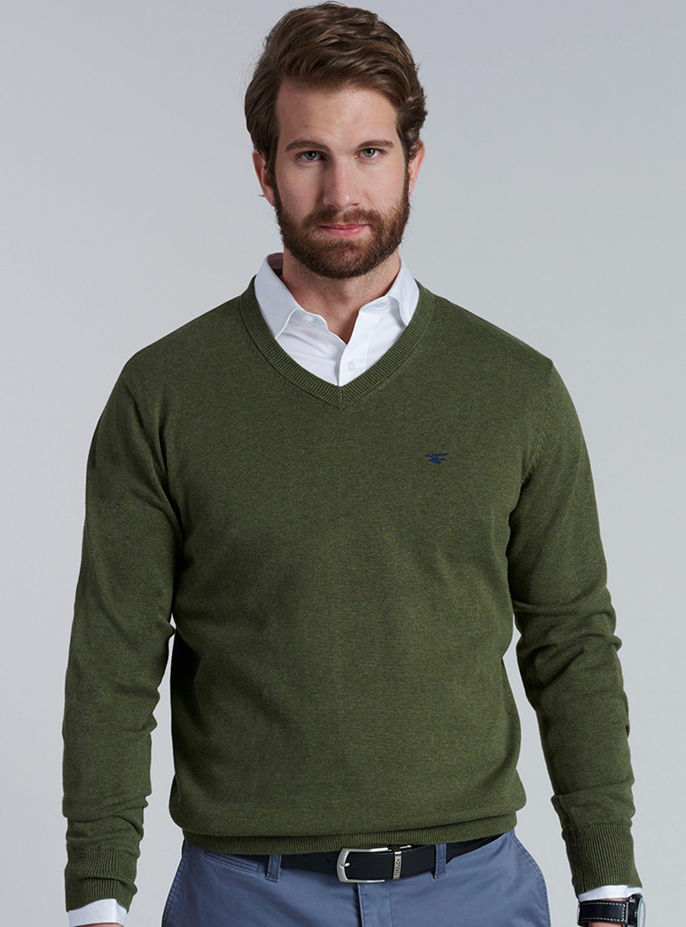 Sweater V Neck Melange Regular Fit-0