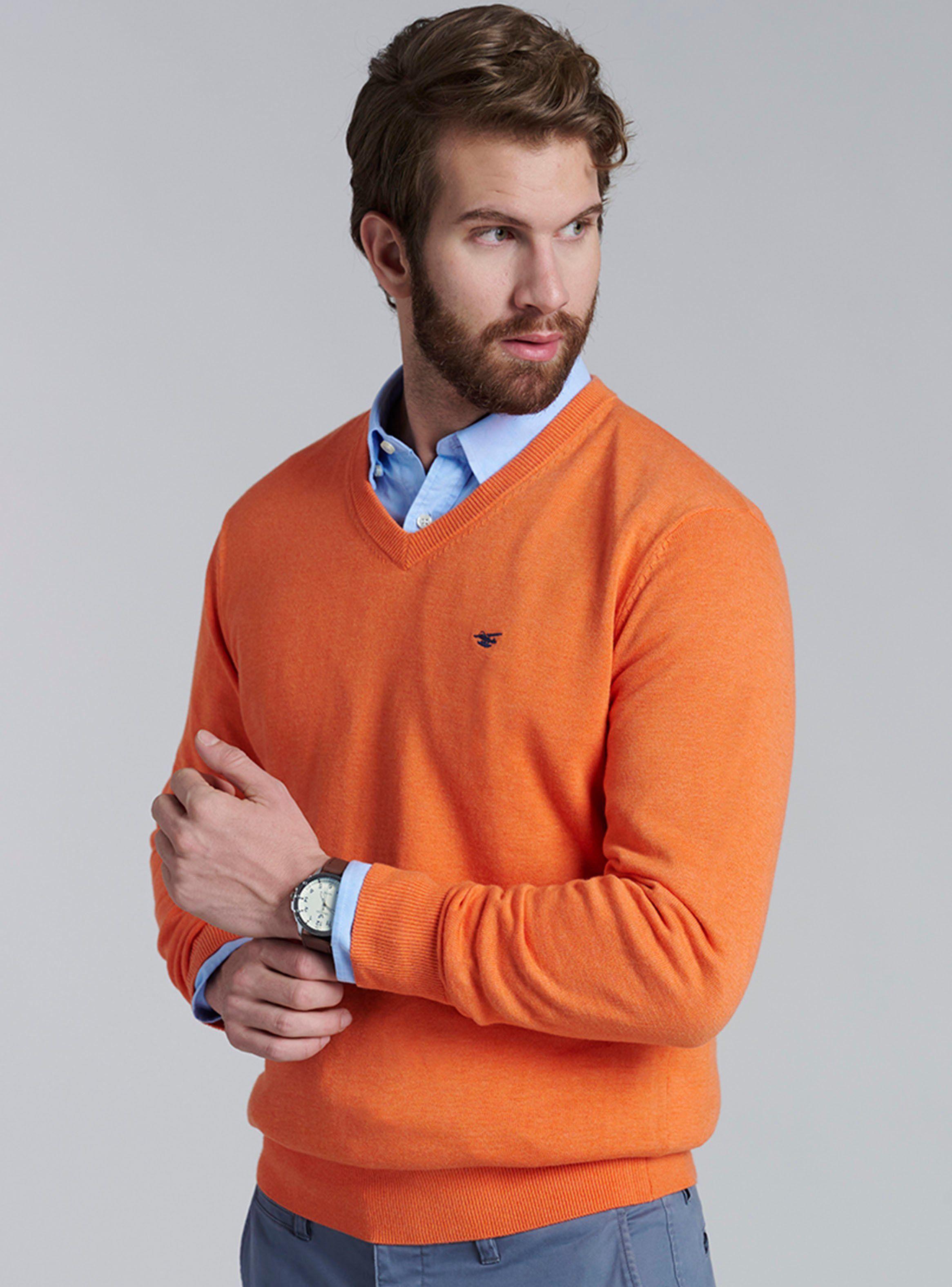 Sweater V Neck Melange Regular Fit-0