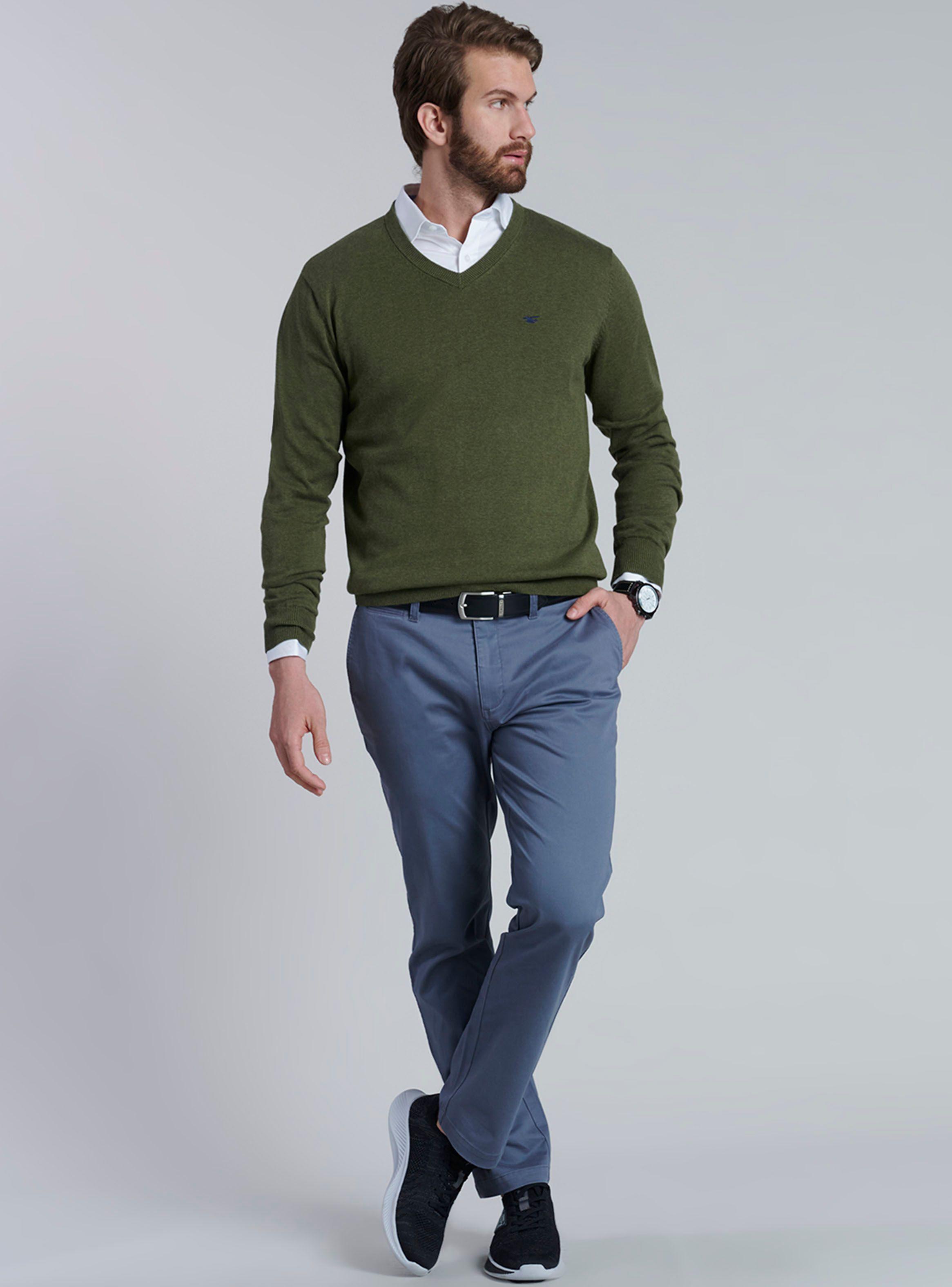 Sweater V Neck Melange Regular Fit-4