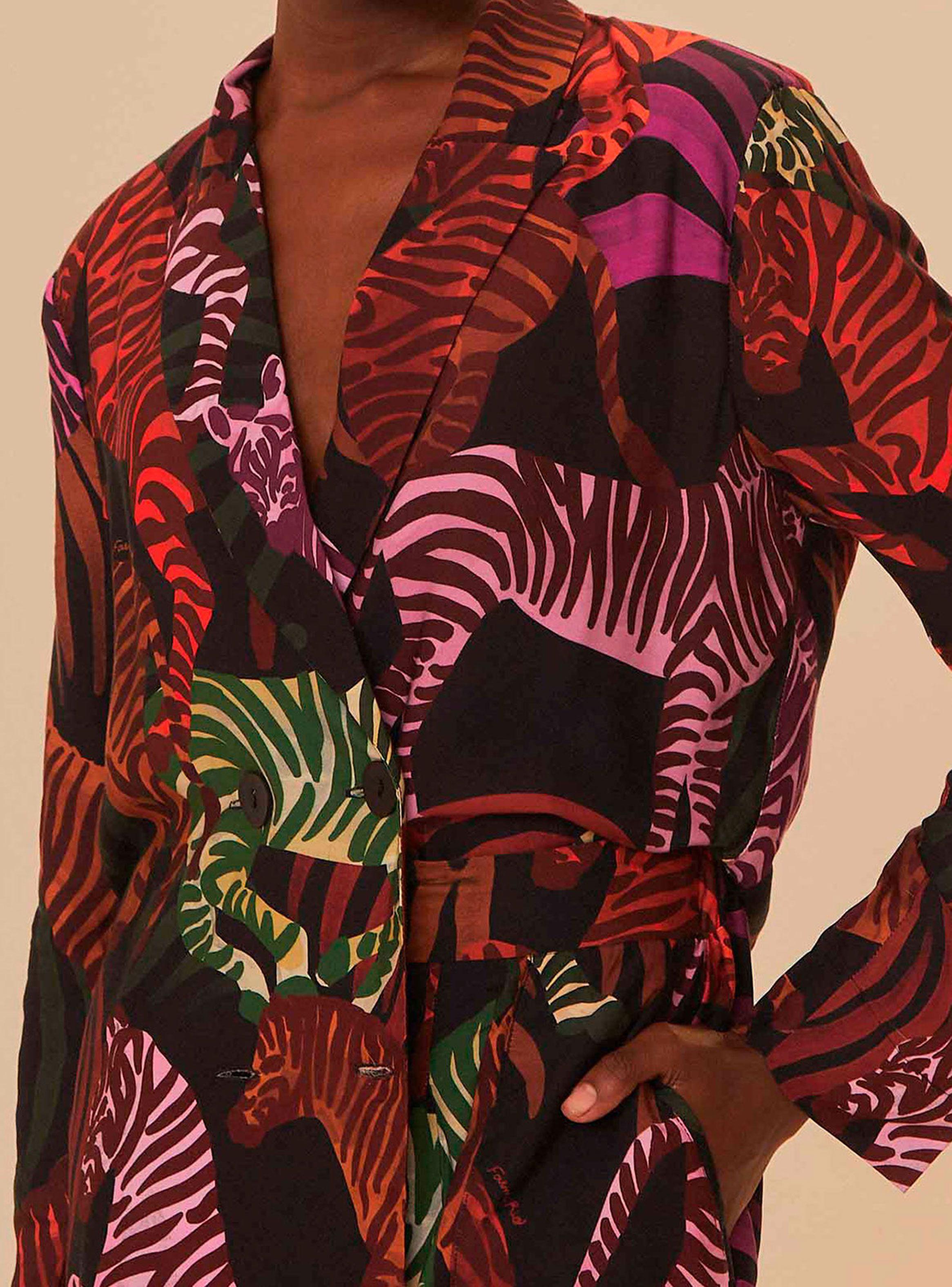 Blazer Botones Estampado de Zebra-1