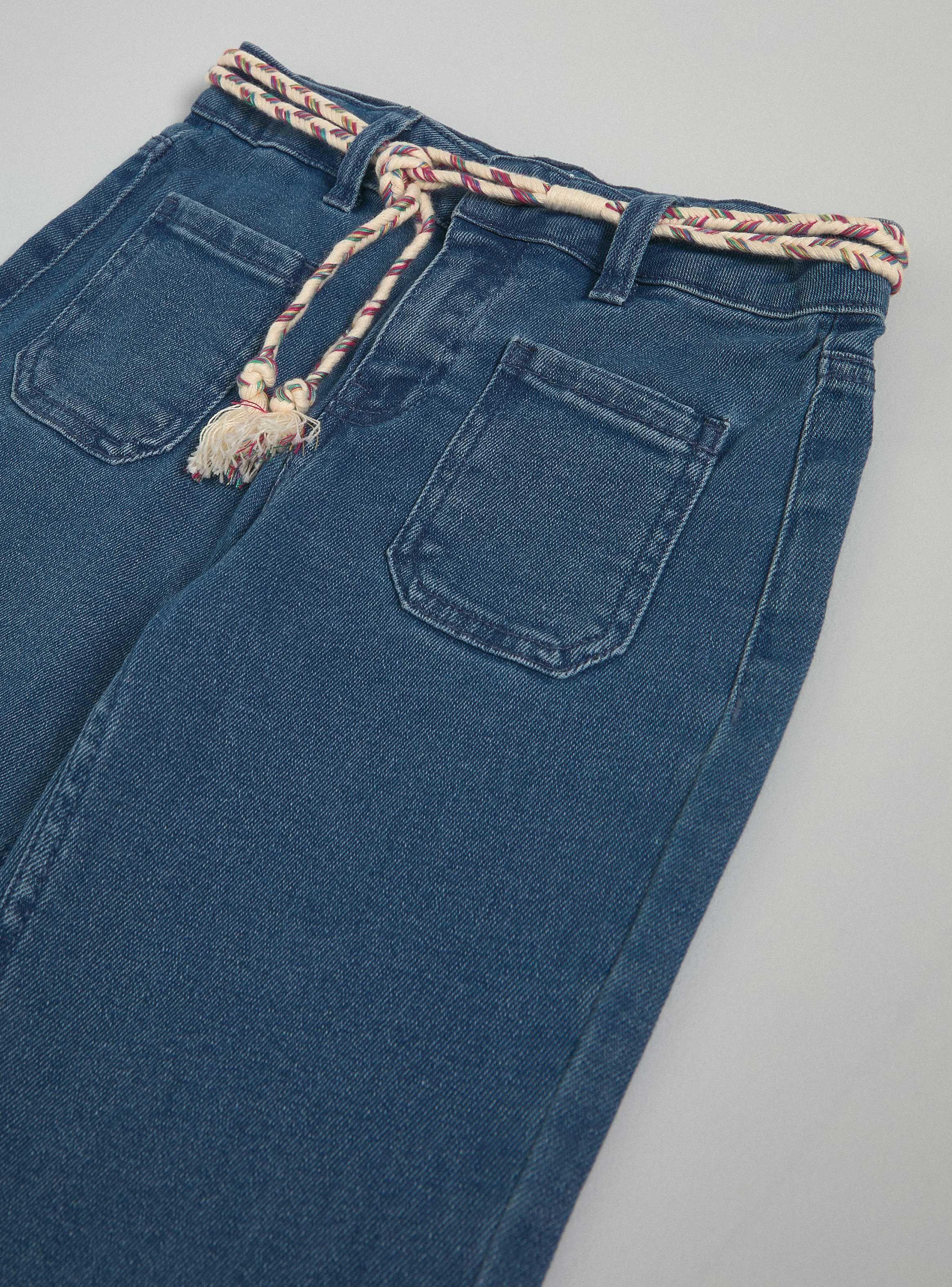 Jeans Flare Elasticados con Cinturón-4