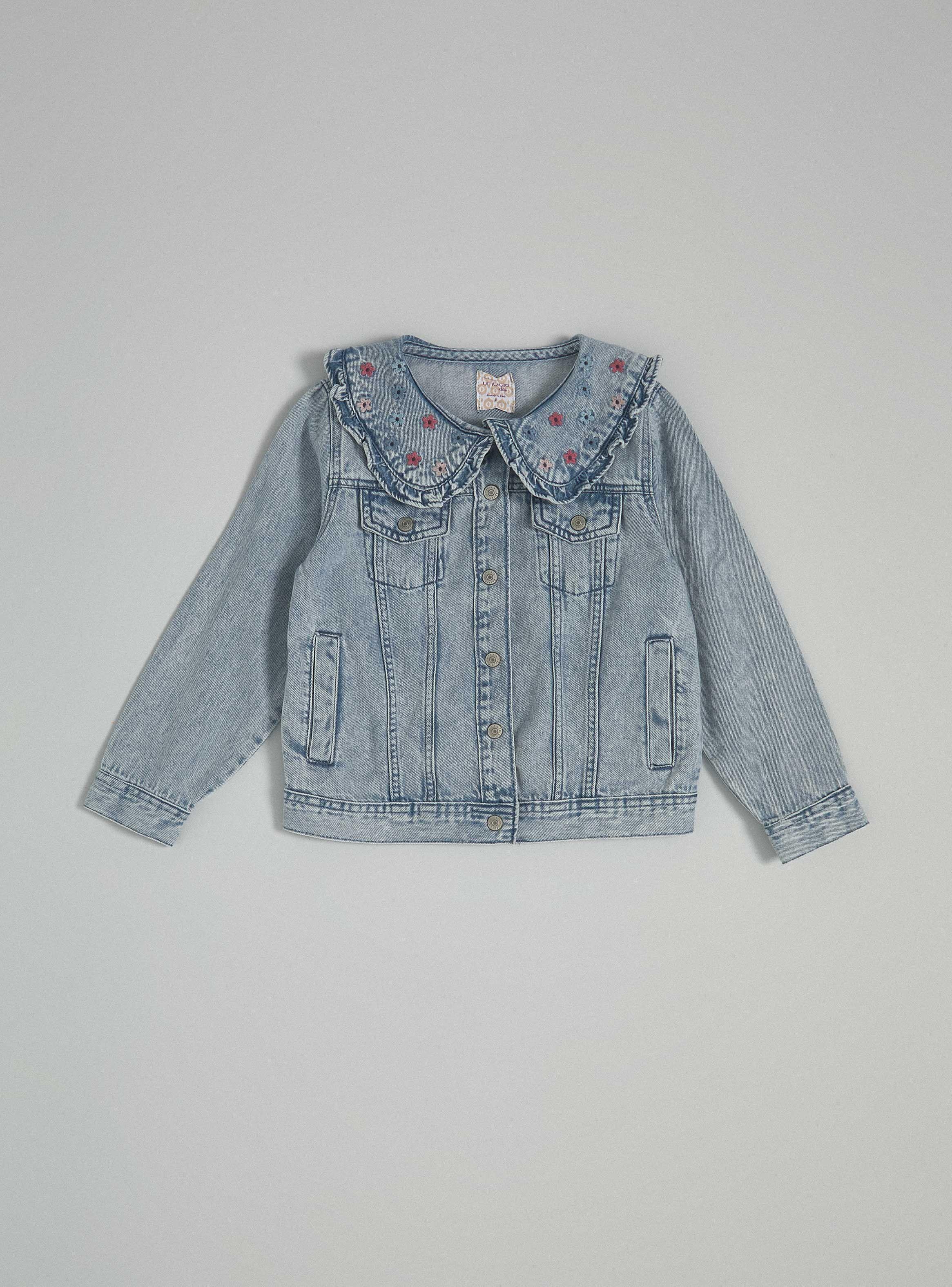 Chaqueta Mezclilla con Cuello Bobo Bordado-2