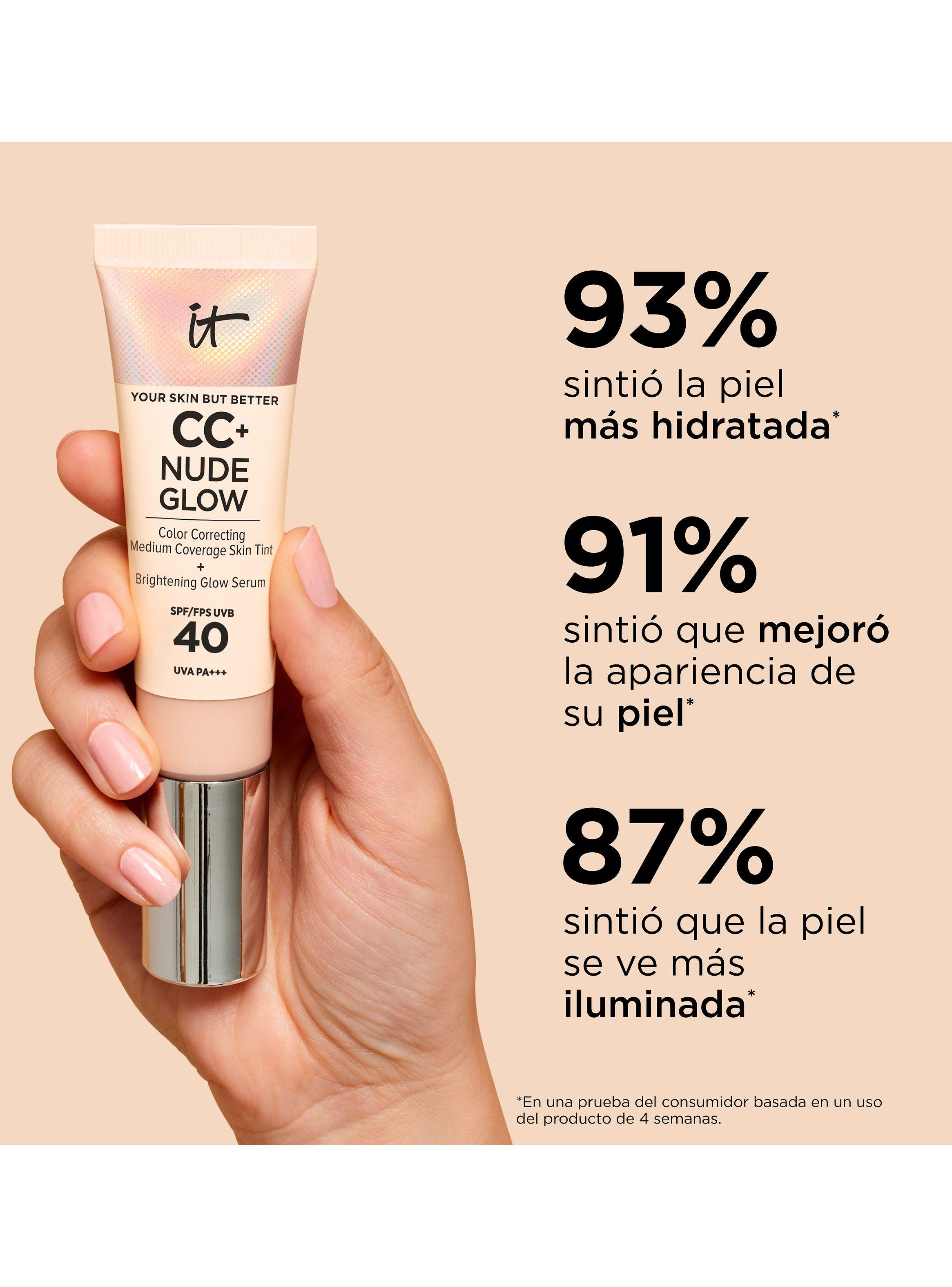 Base de Media Cobertura CC + Nude Glow Fair Light con SPF 40-4