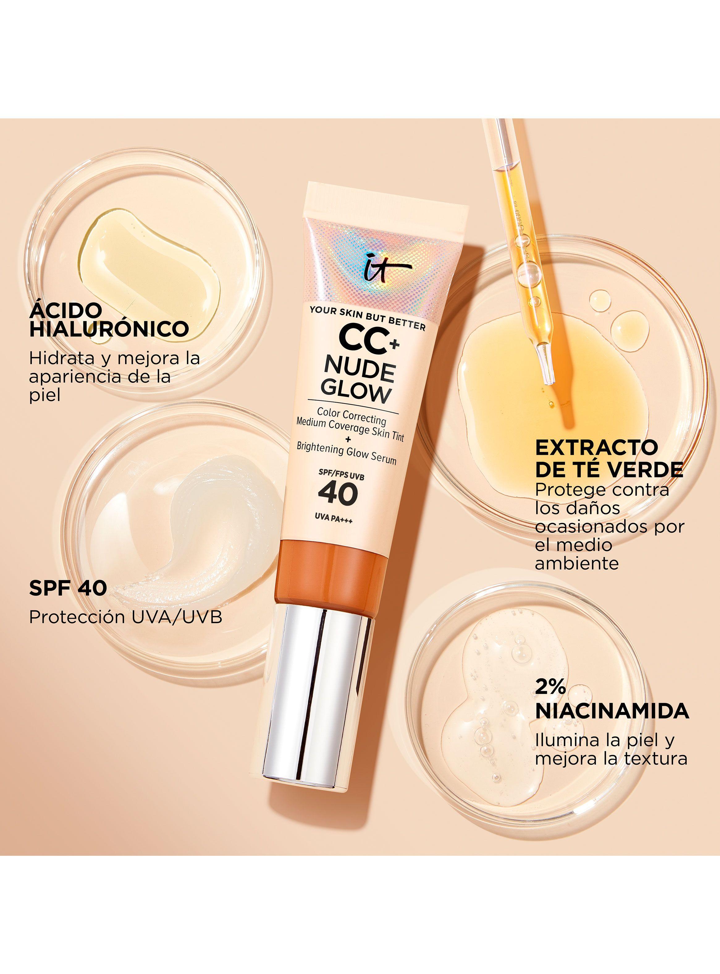 Base de Media Cobertura CC + Nude Glow Fair Light con SPF 40-3