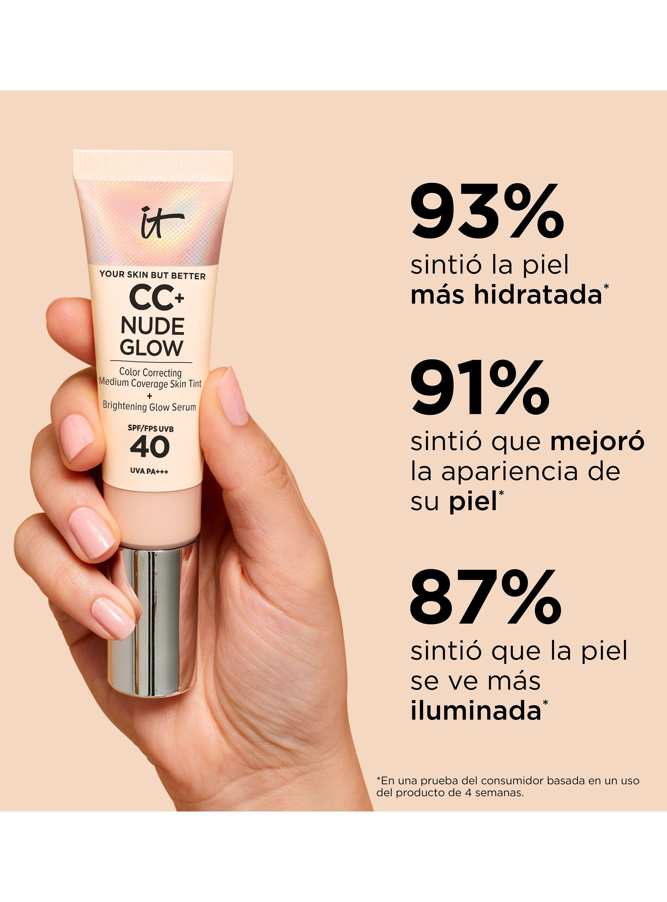Base de Media Cobertura CC + Nude Glow Medium Tan con SPF 40-4