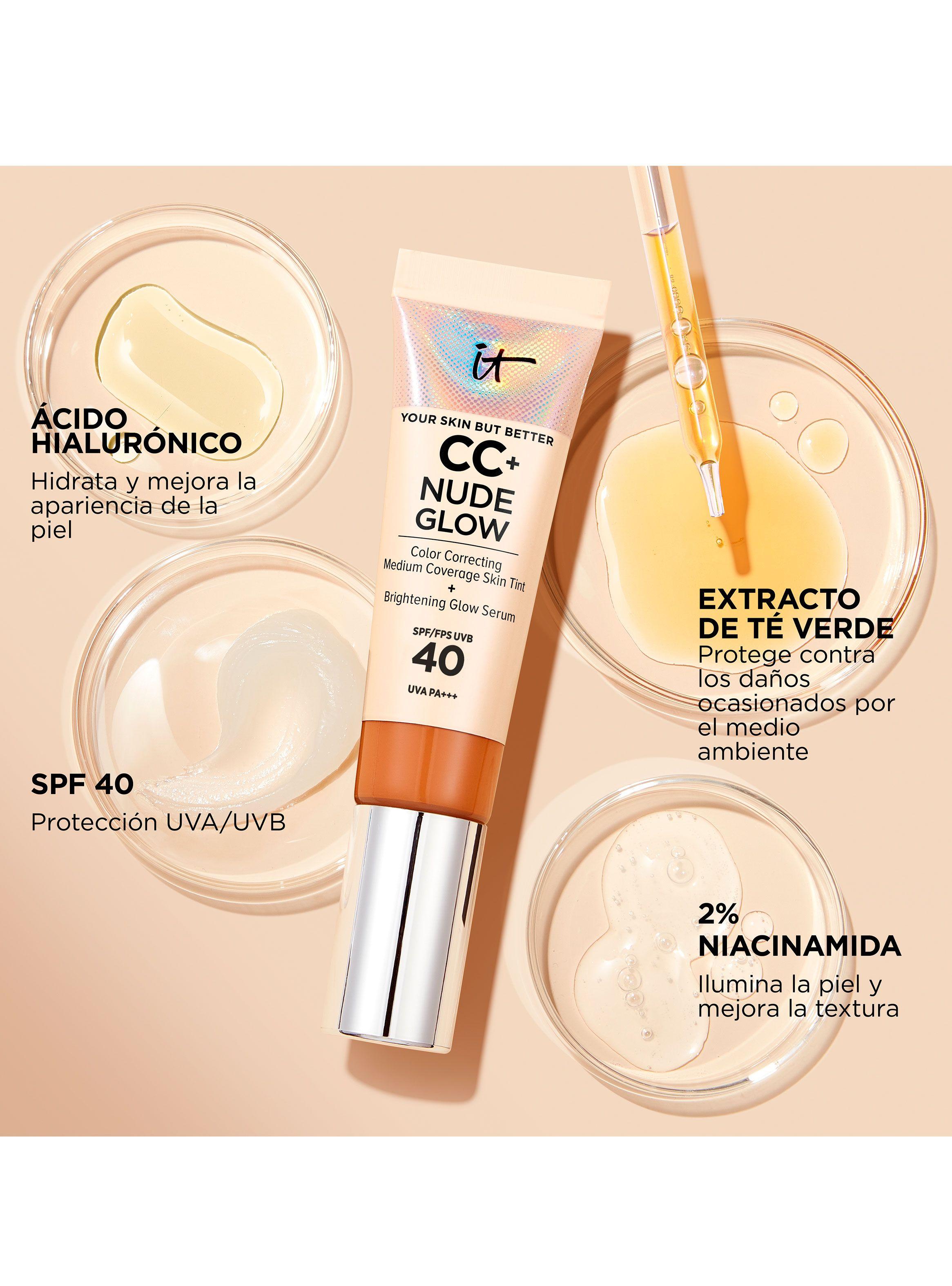 Base de Media Cobertura CC + Nude Glow Medium Tan con SPF 40-3