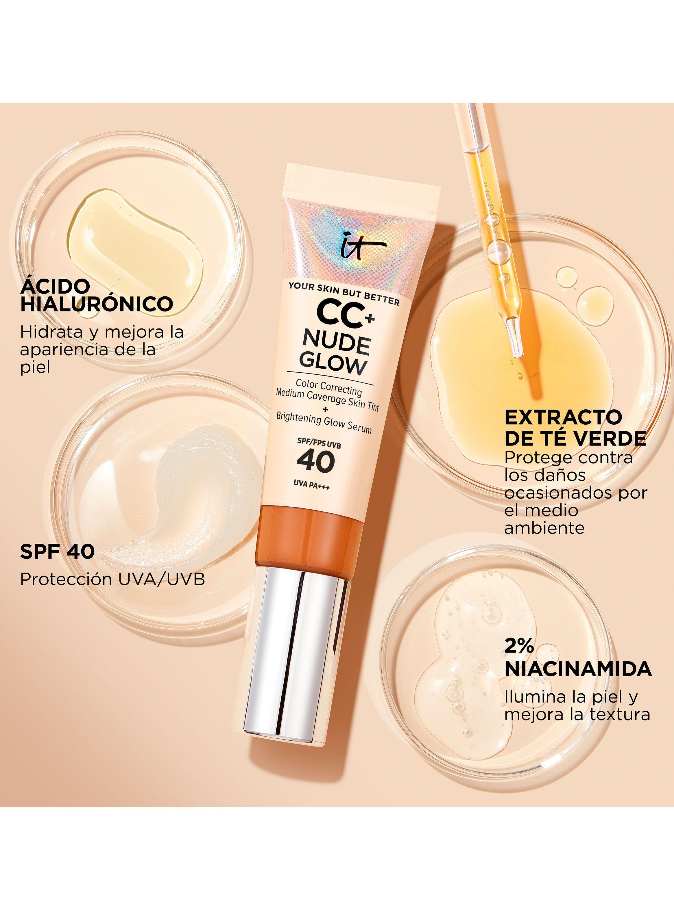 Base de Media Cobertura CC + Nude Glow Rich Honey con SPF 40-3