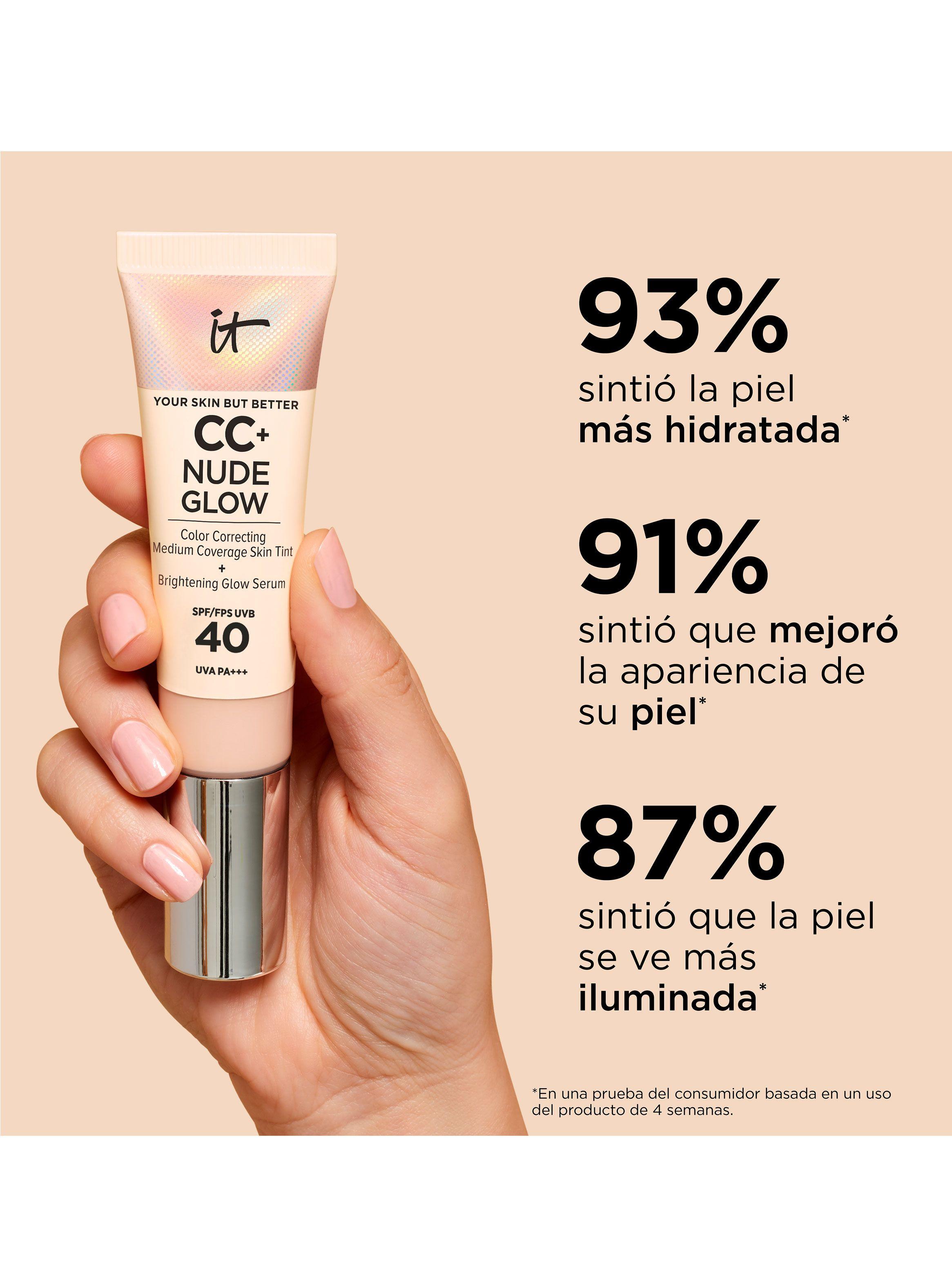 Base de Media Cobertura CC + Nude Glow Rich Honey con SPF 40-4