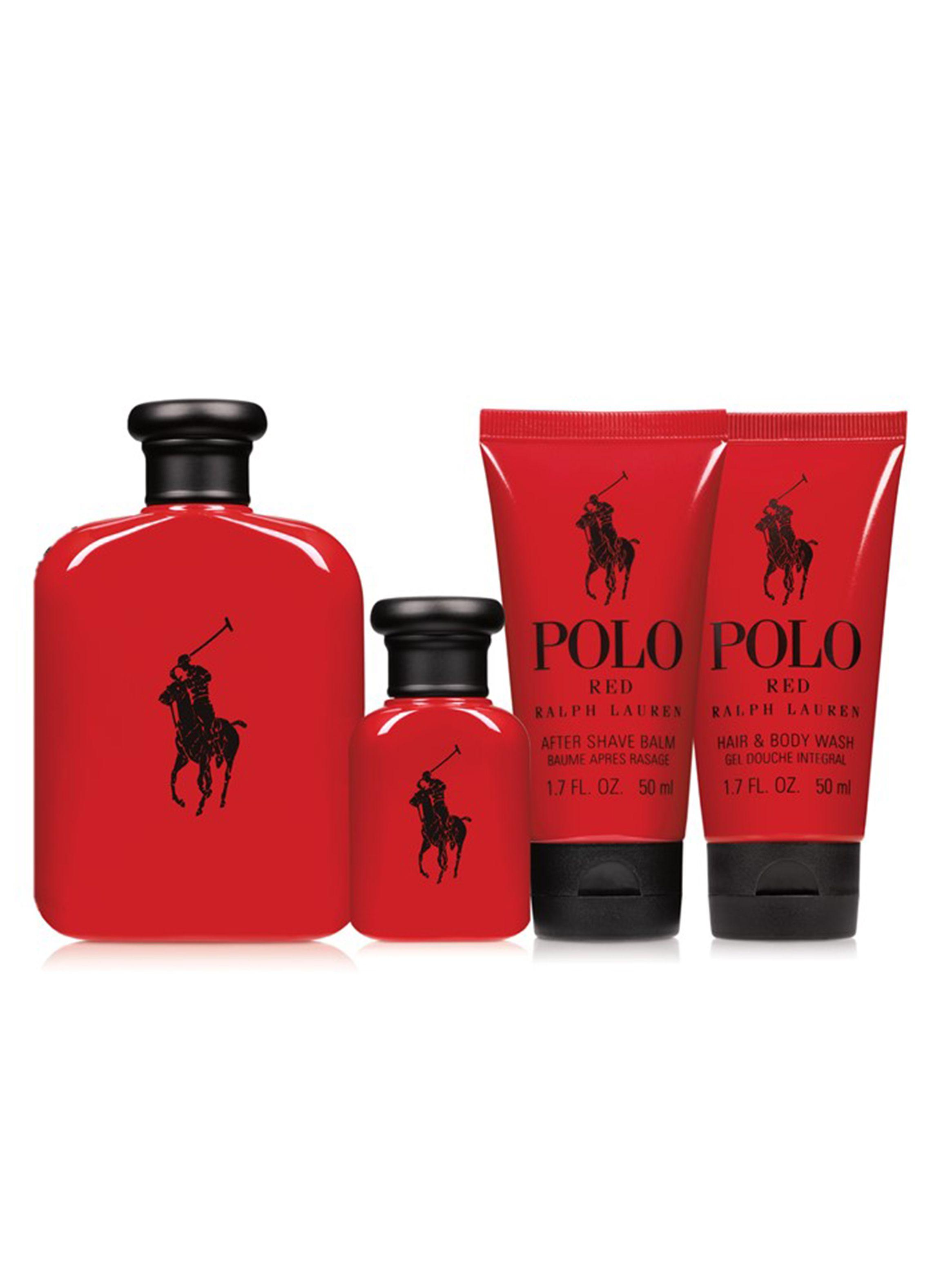 Set Perfume Polo Red EDT Hombre 125 ml + EDT 40 ml + After Shave Balm + Hair & Body Wash-0