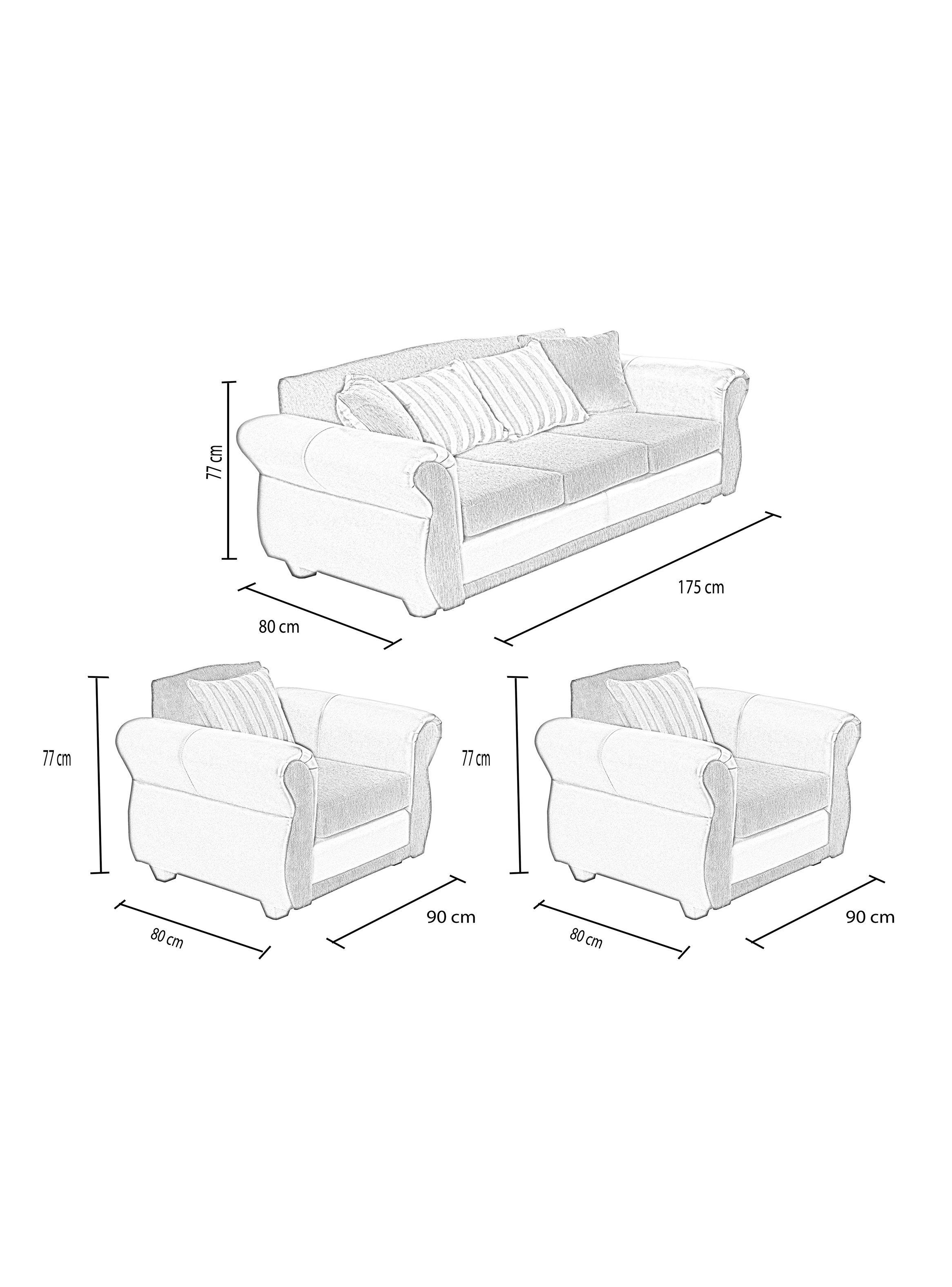 Juego de Living Ares Chenille Sofá 3C + Sillones 1C Stylo-1