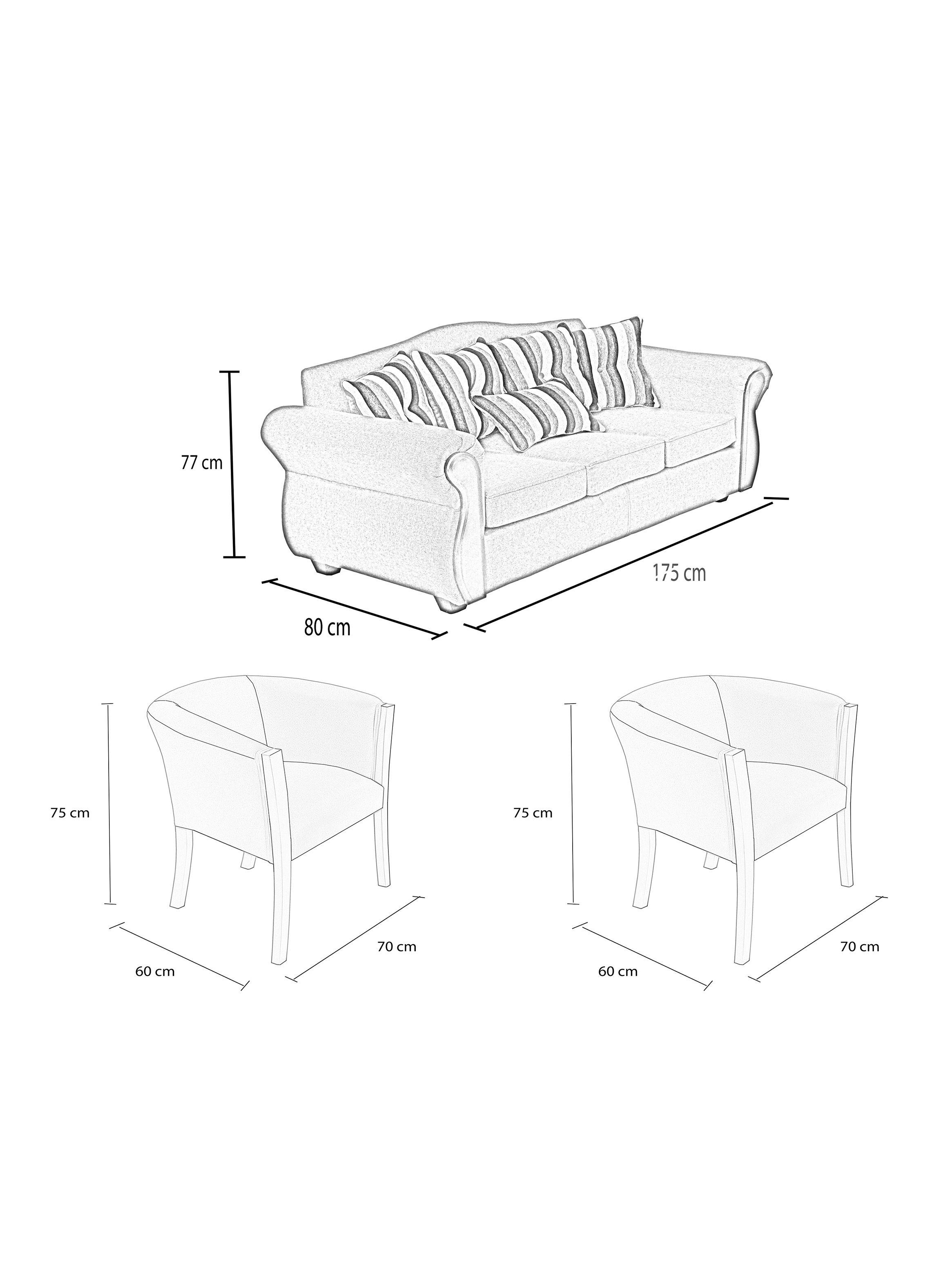 Juego Stylo de Living Andre Lino Sofá 3C + Sillones 1C Stylo-1