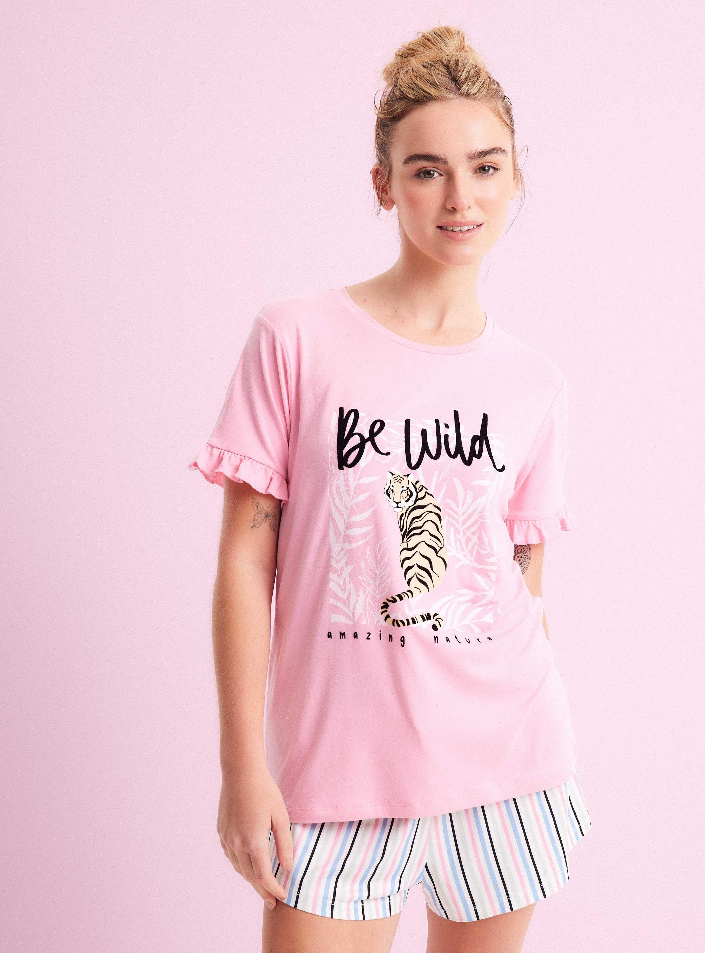 Polera Pijama Estampada con Vuelos en Mangas-0