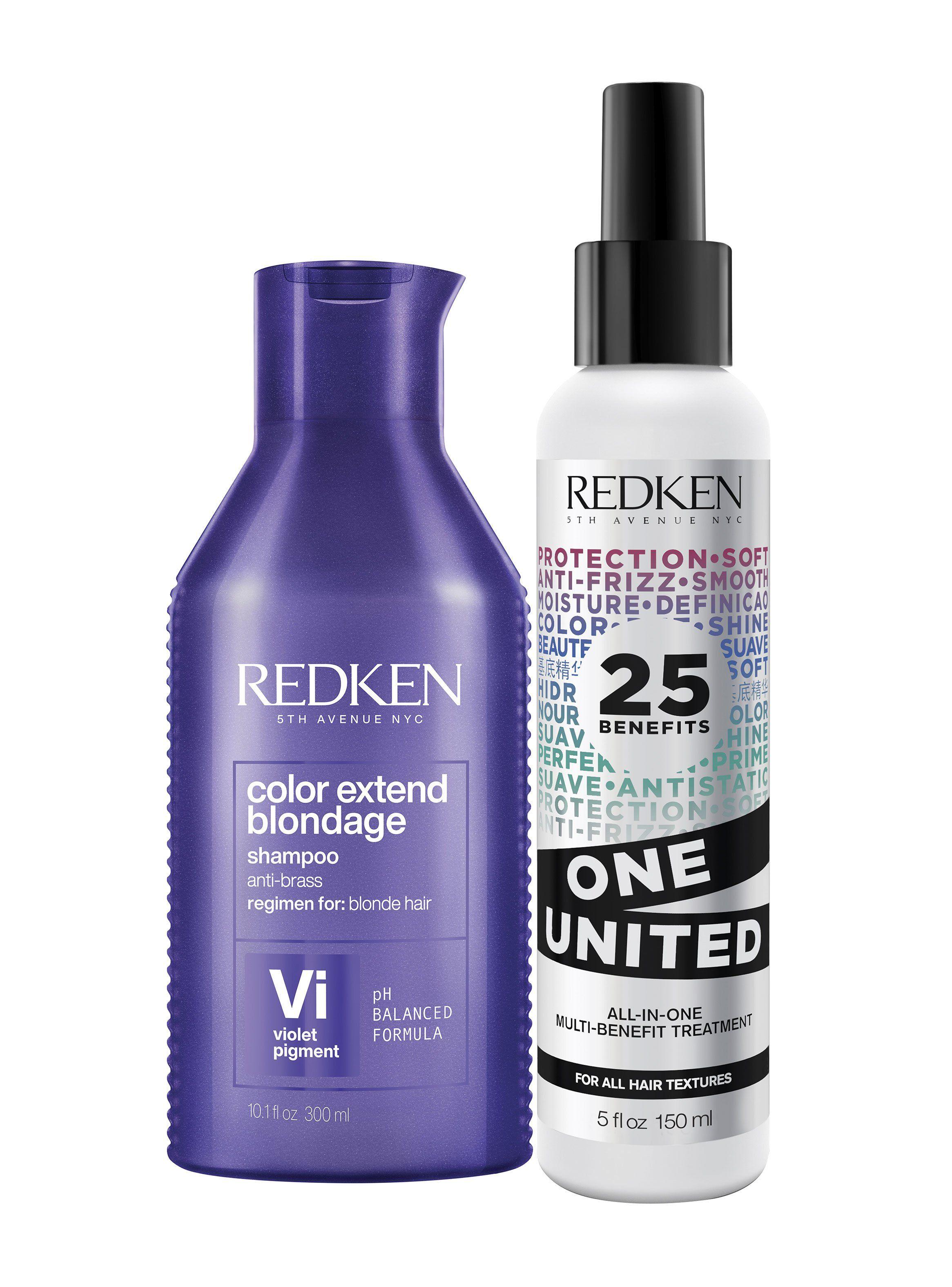 Set Matizador Cabello Rubio Color Extend Blondage Shampoo 300ml +  One United 150ml-0