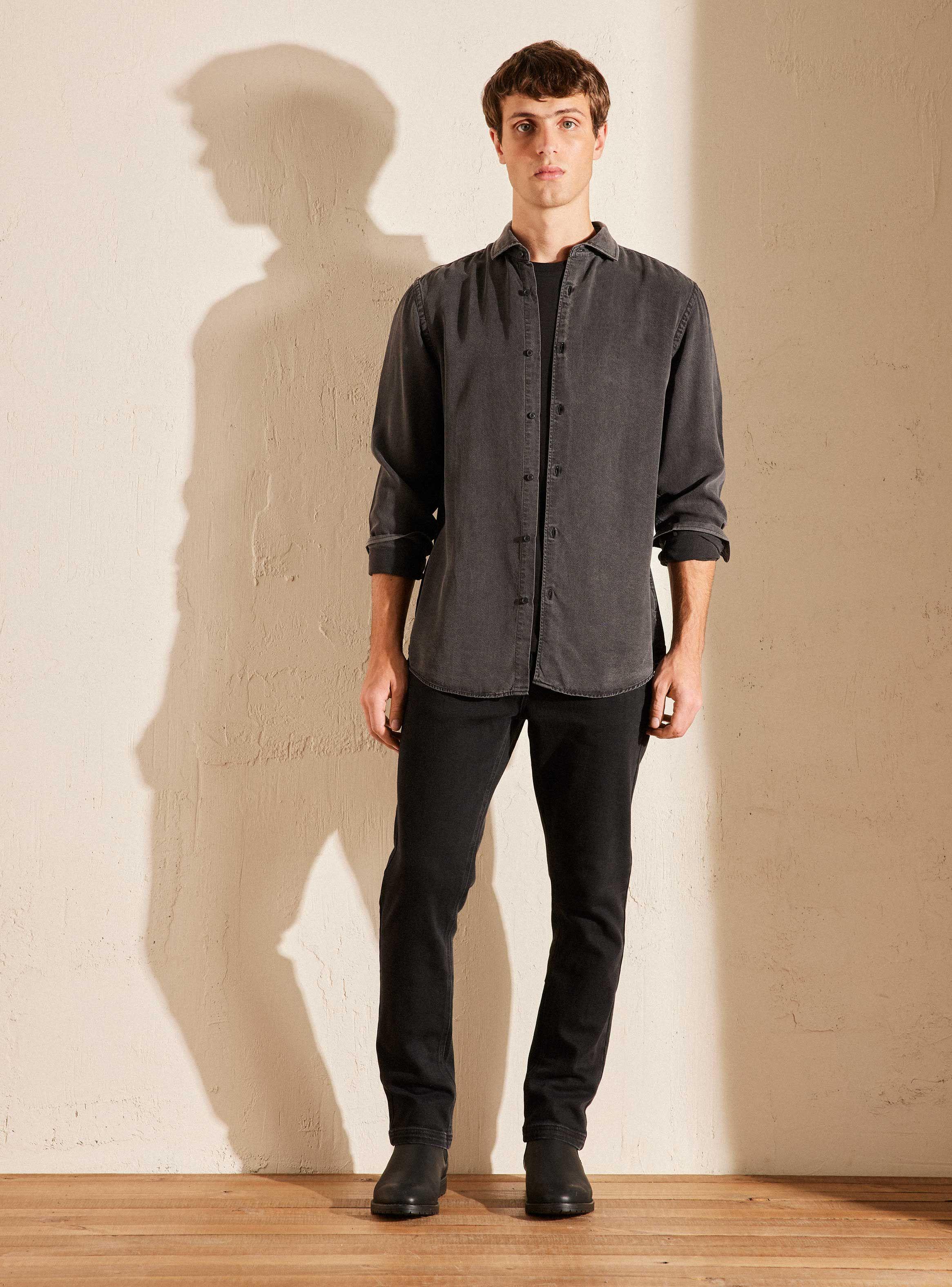 Camisa Denim Tencel Cuello Italiano-4