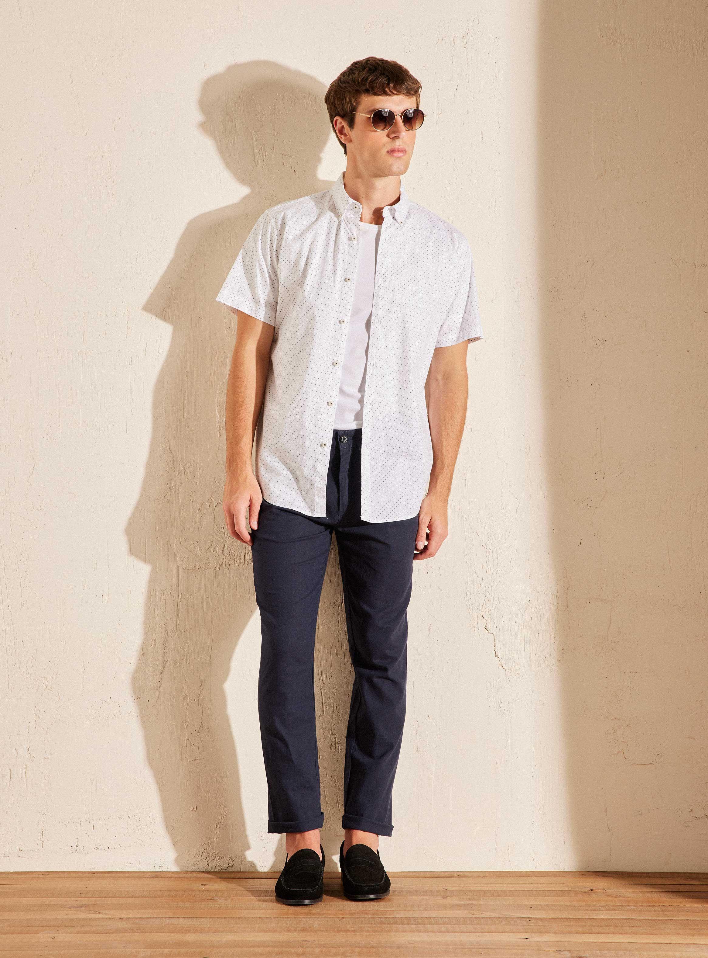 Camisa Mini Print cuello Italiano-4