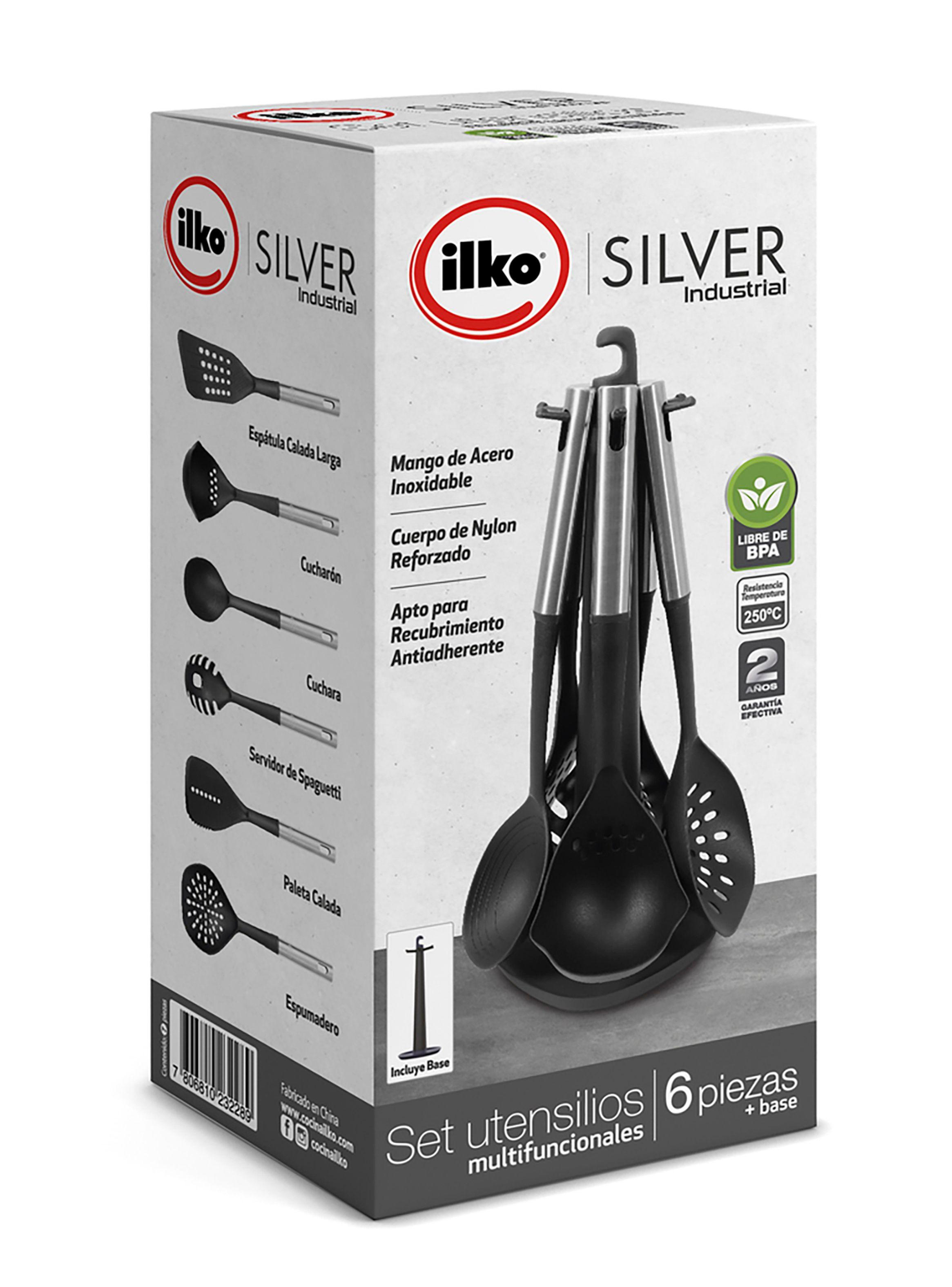 Set Ilko 6 Utensilios + Base Silver Industrial Ilko-1
