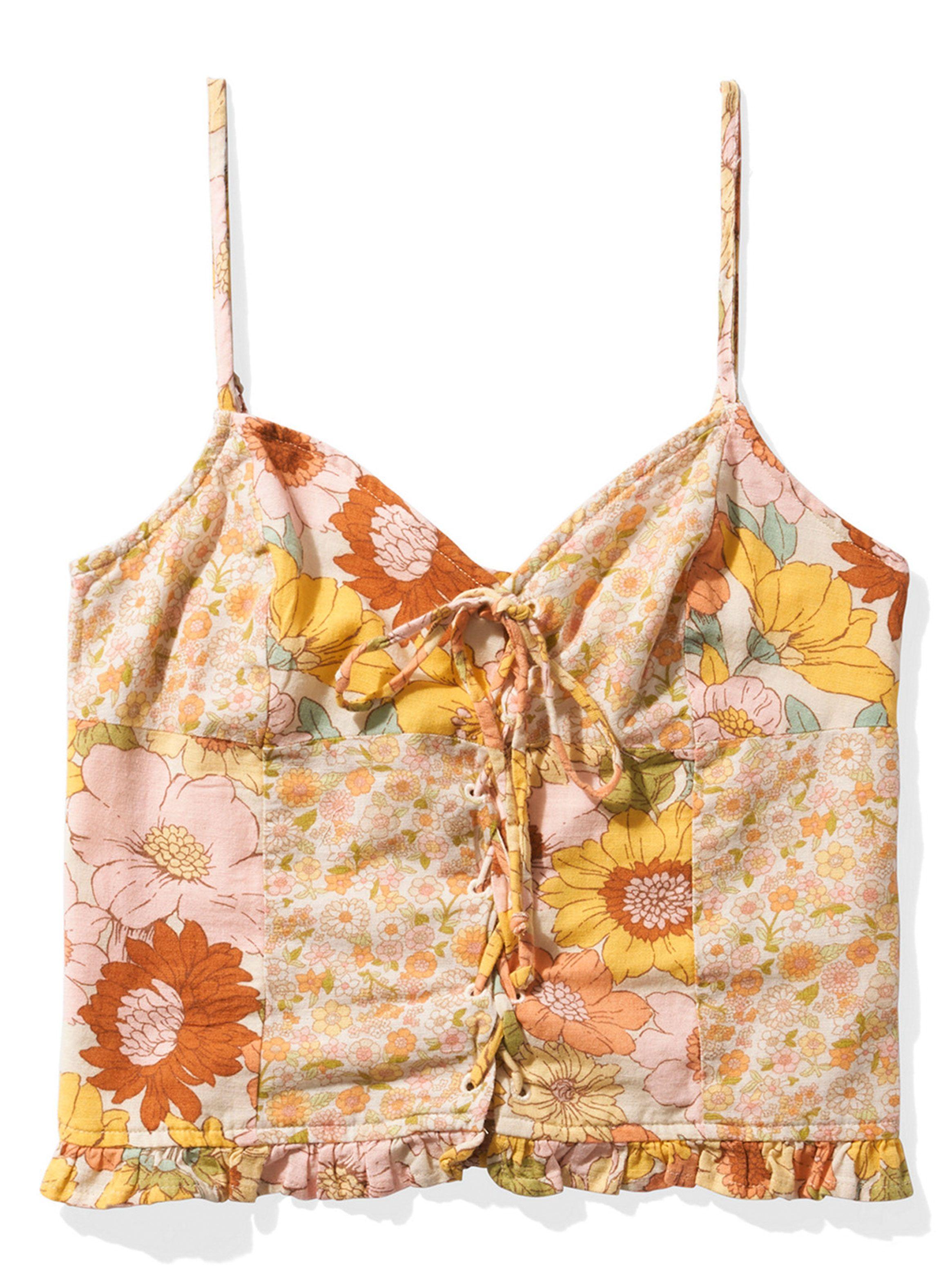 Polera Cami Cropped Lace-Up Cuello V-3