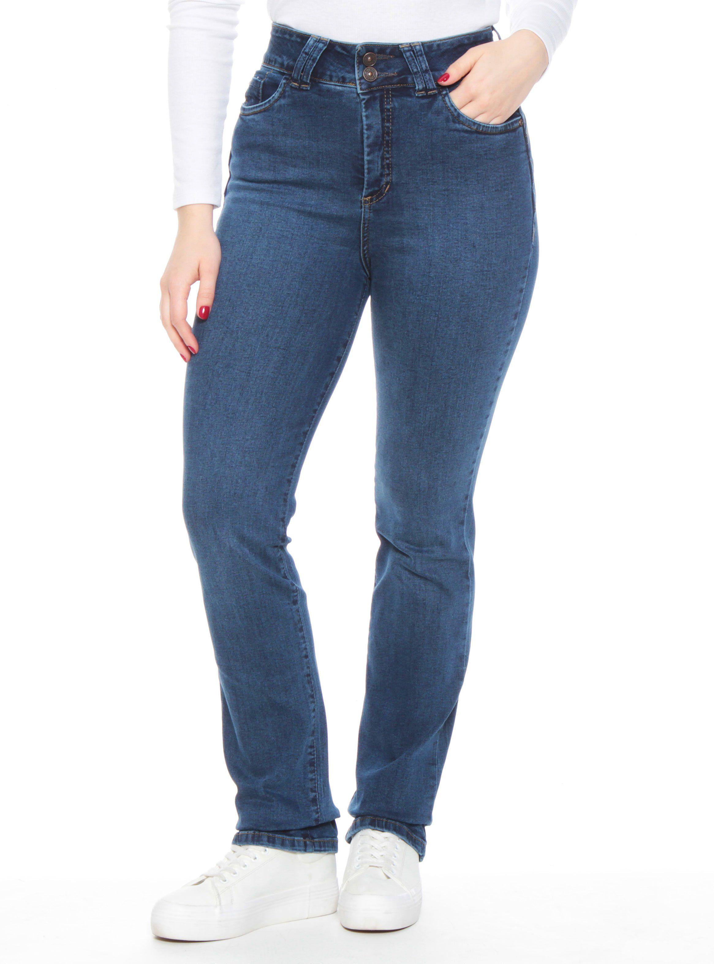 Jeans Recto Push Up Tiro Alto Pretina Básica 1 Botón-0