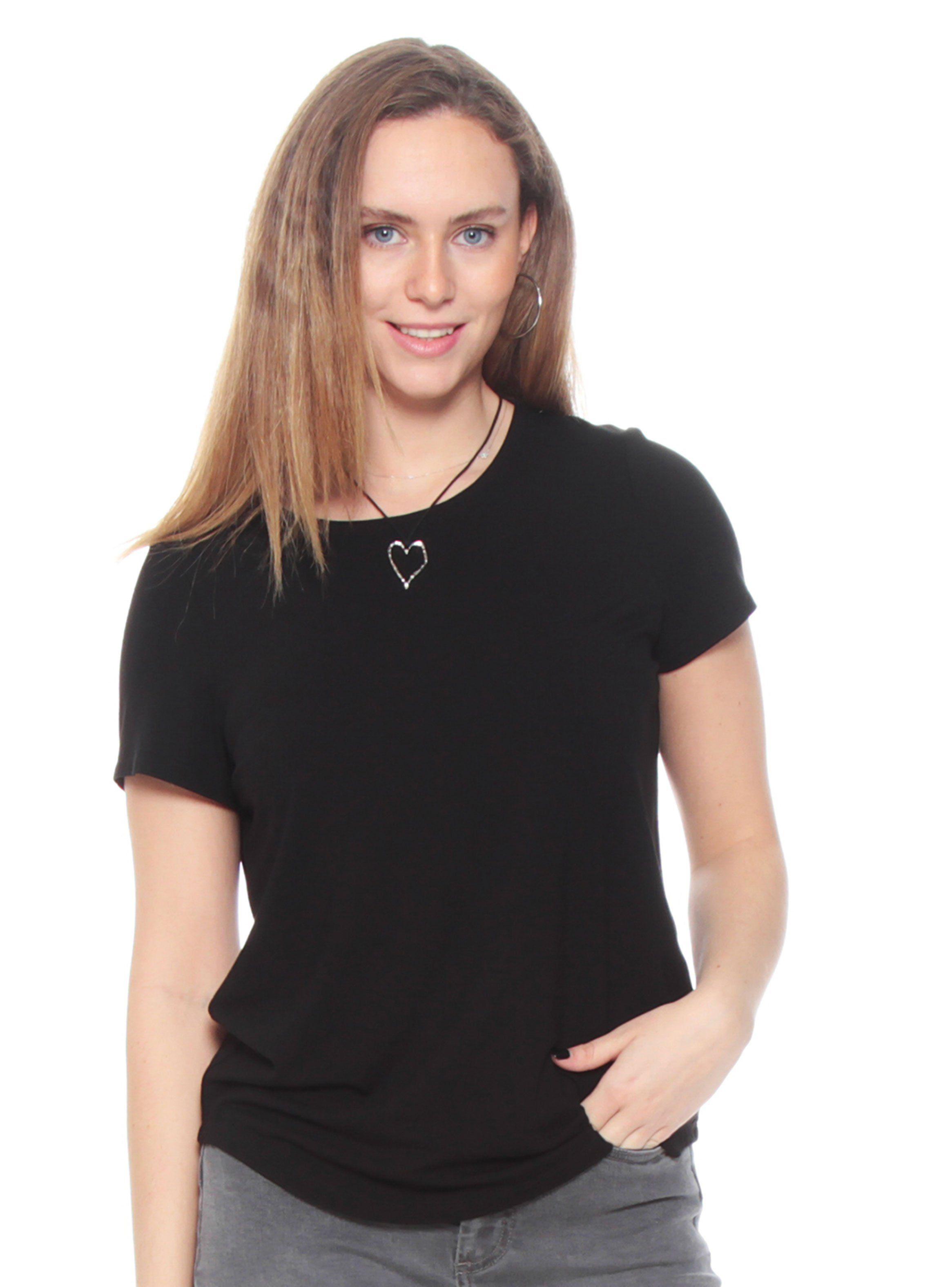 Polera Sólida Manga Corta con Cuello Redondo-2