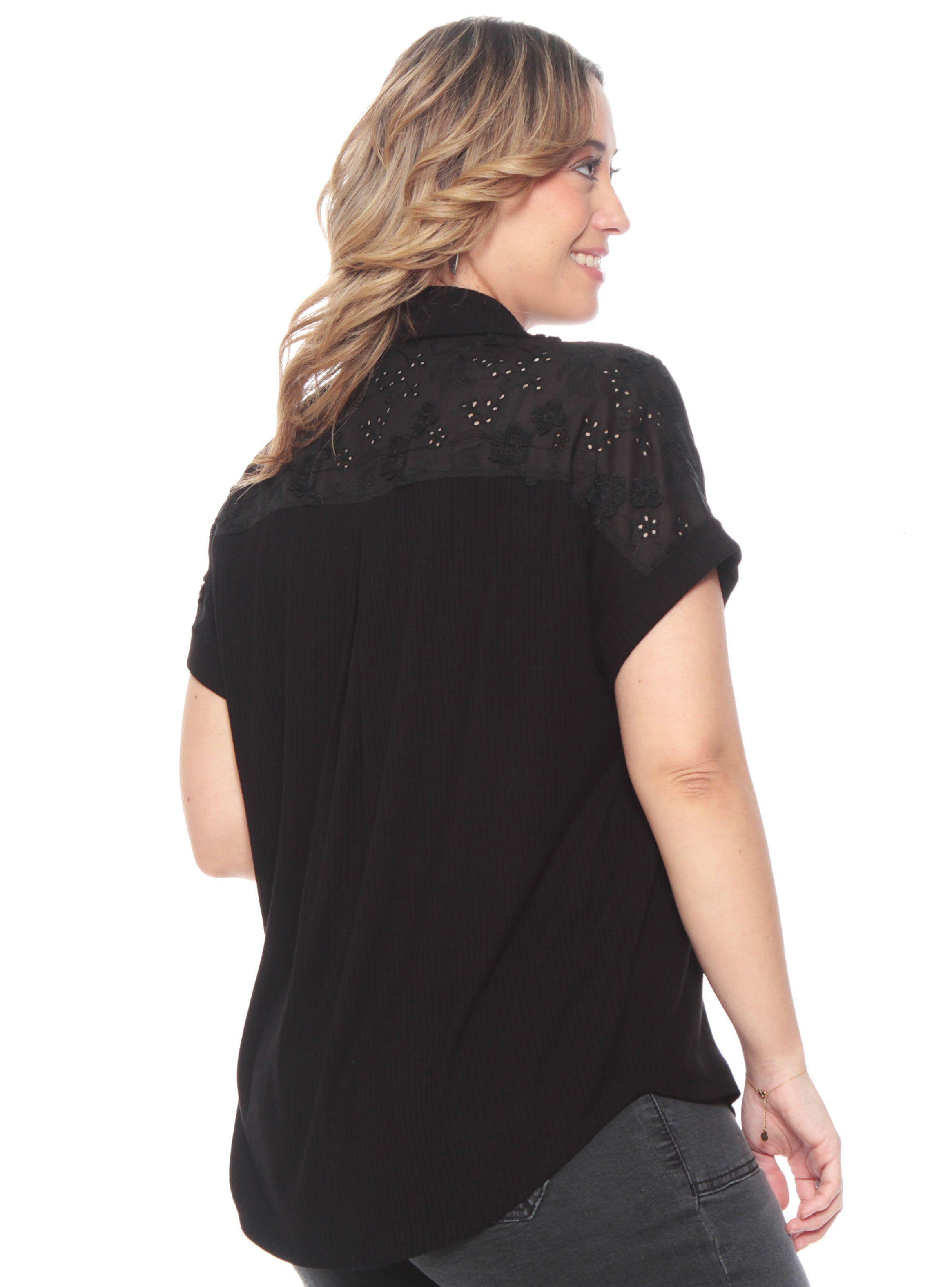 Blusa Abotonada en Delantero Manga Corta-1