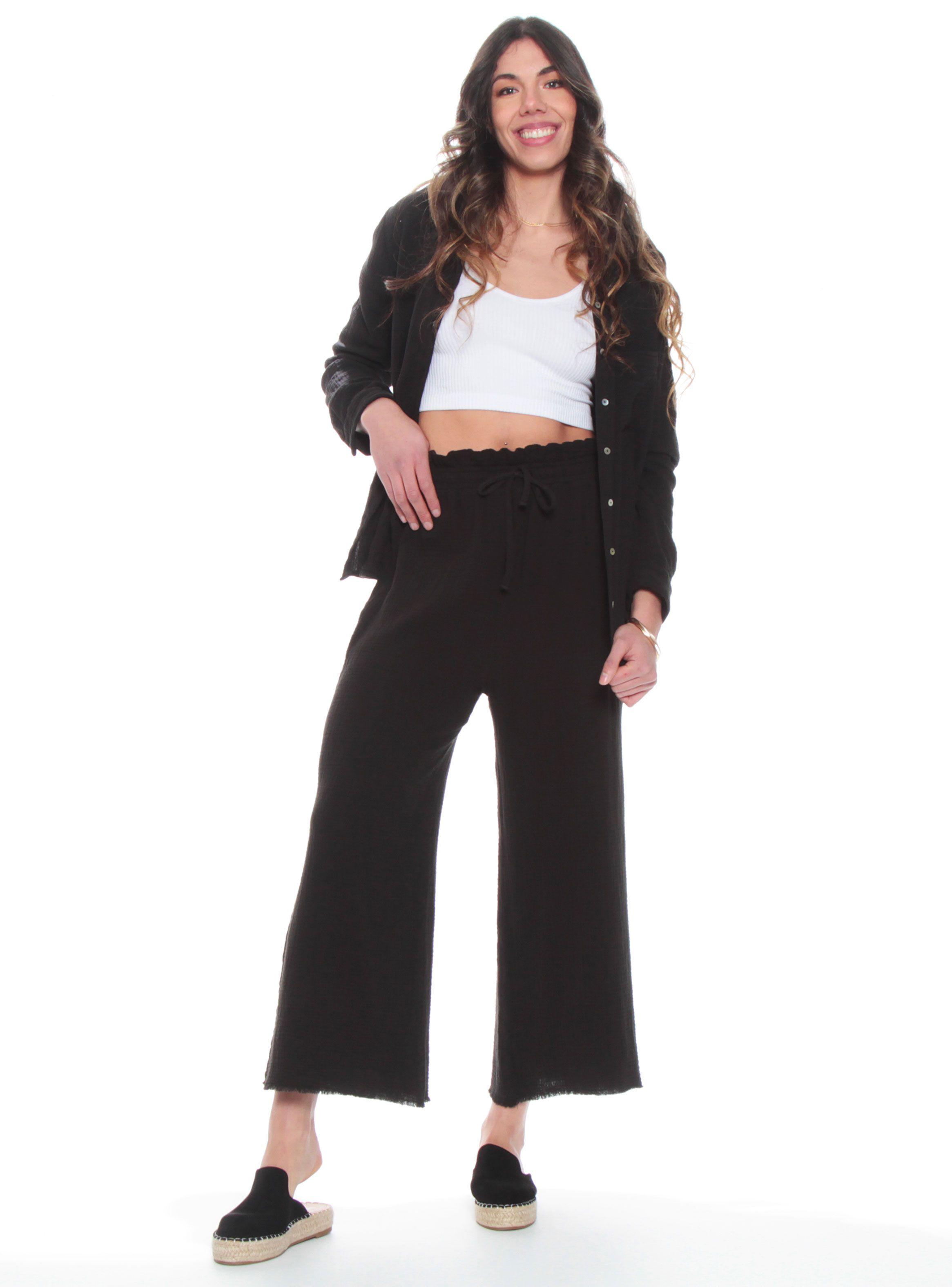 Pantalón Palazzo Sólido Pretina Elasticada con Pabilo-3